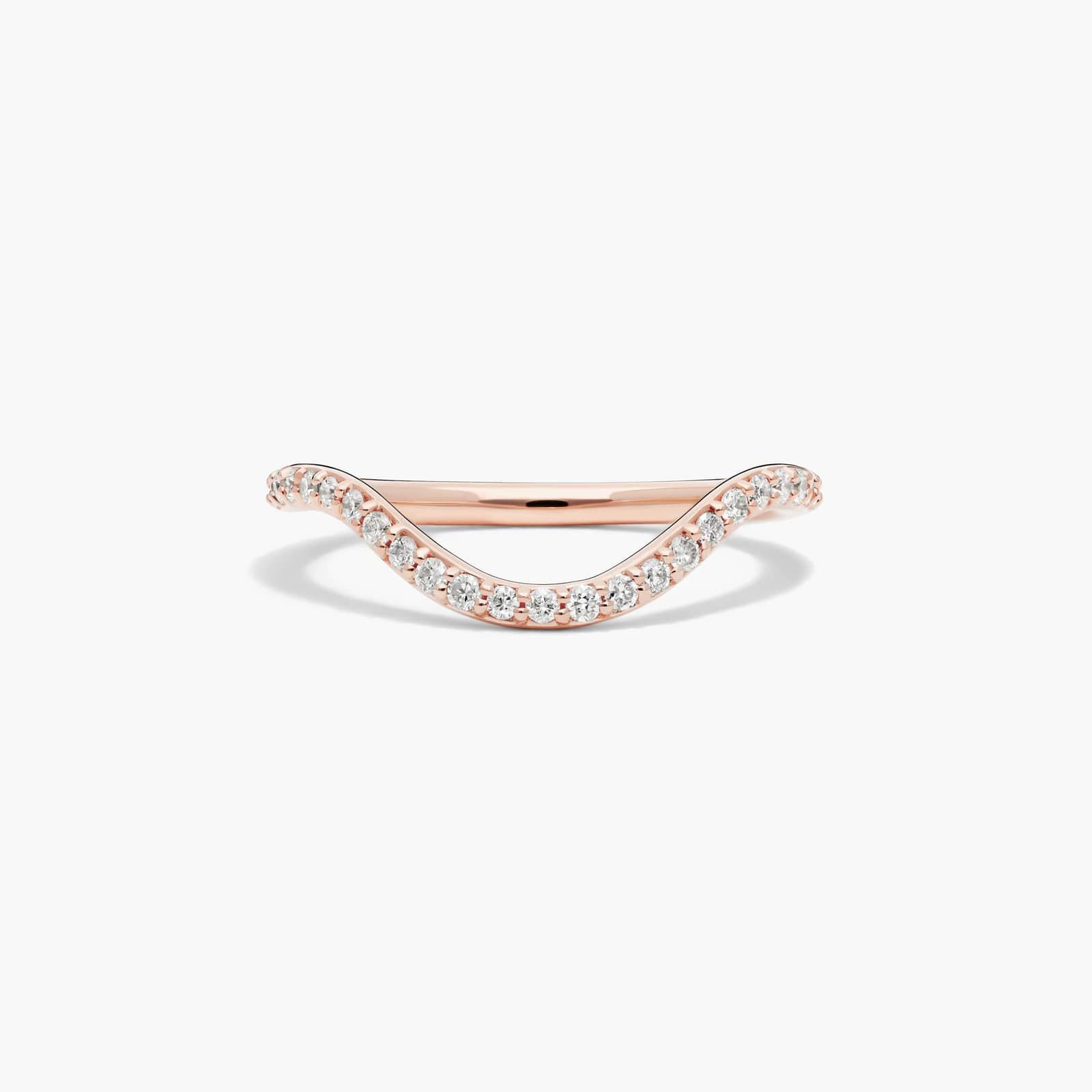 Sculptural Waves Diamond Wedding Ring in 14K Rose Gold with Prong Set Round Diamonds (2mm)