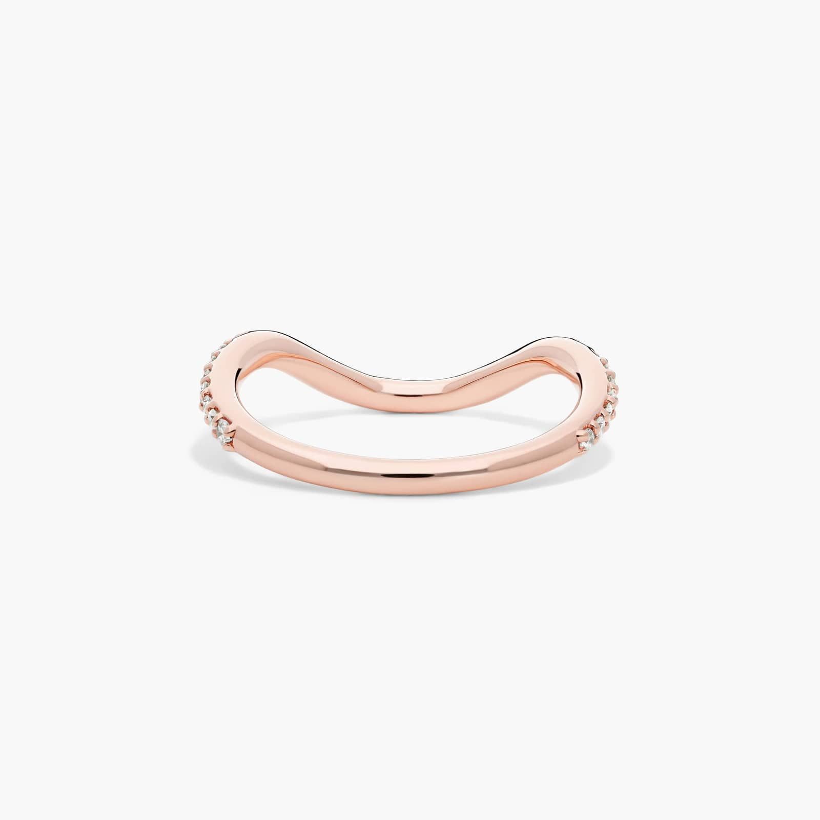 Sculptural Waves Diamond Wedding Ring in 14K Rose Gold with Prong Set Round Diamonds (2mm)
