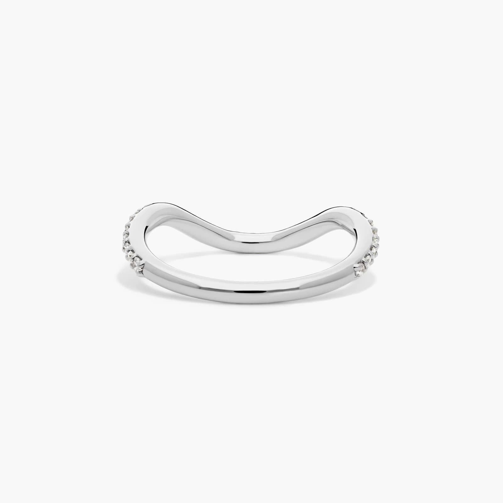 Sculptural Waves Diamond Wedding Ring in 18K White Gold with Prong Set Round Diamonds (2mm)