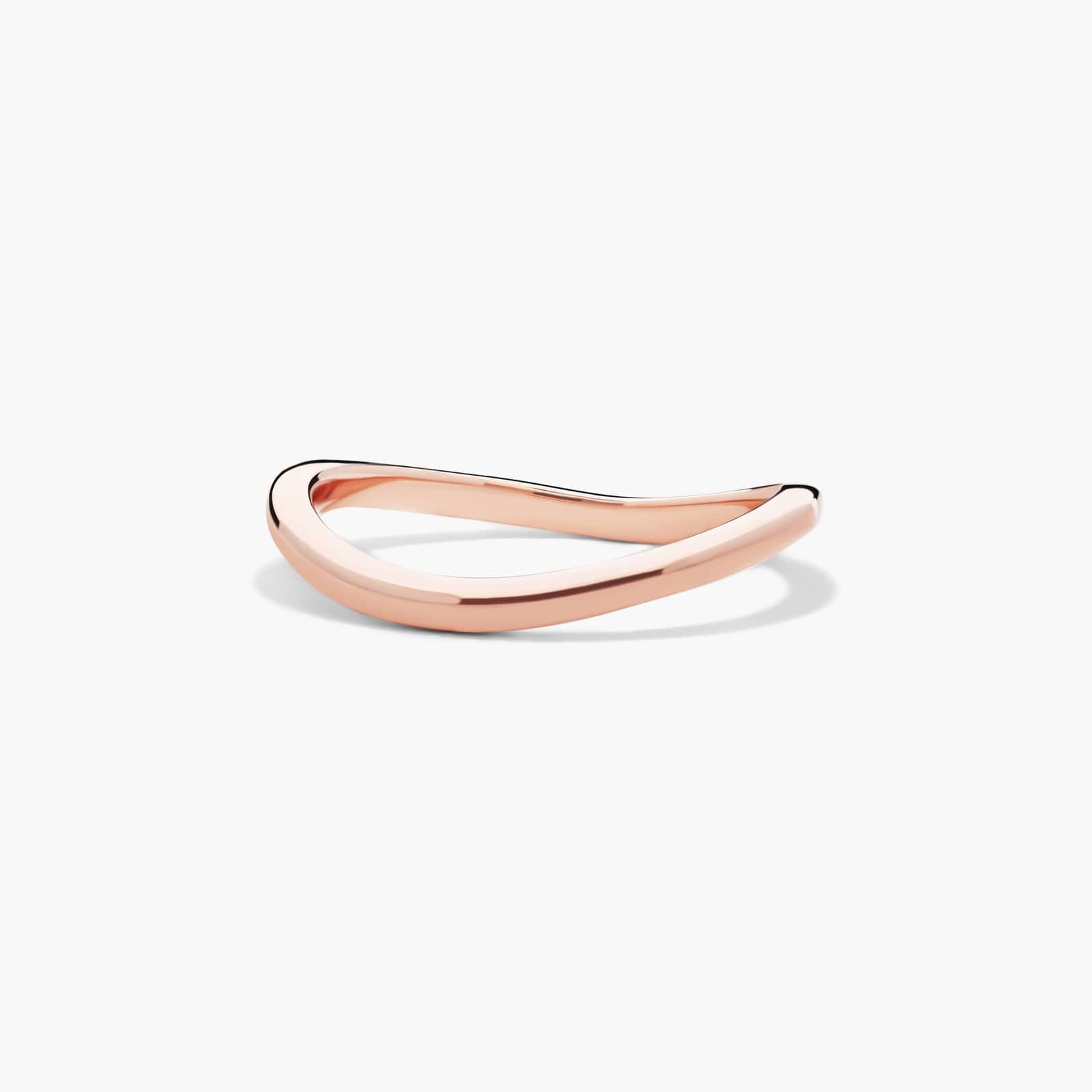Sculptural Waves Curved Wedding Ring in 14K Rose Gold (2mm)