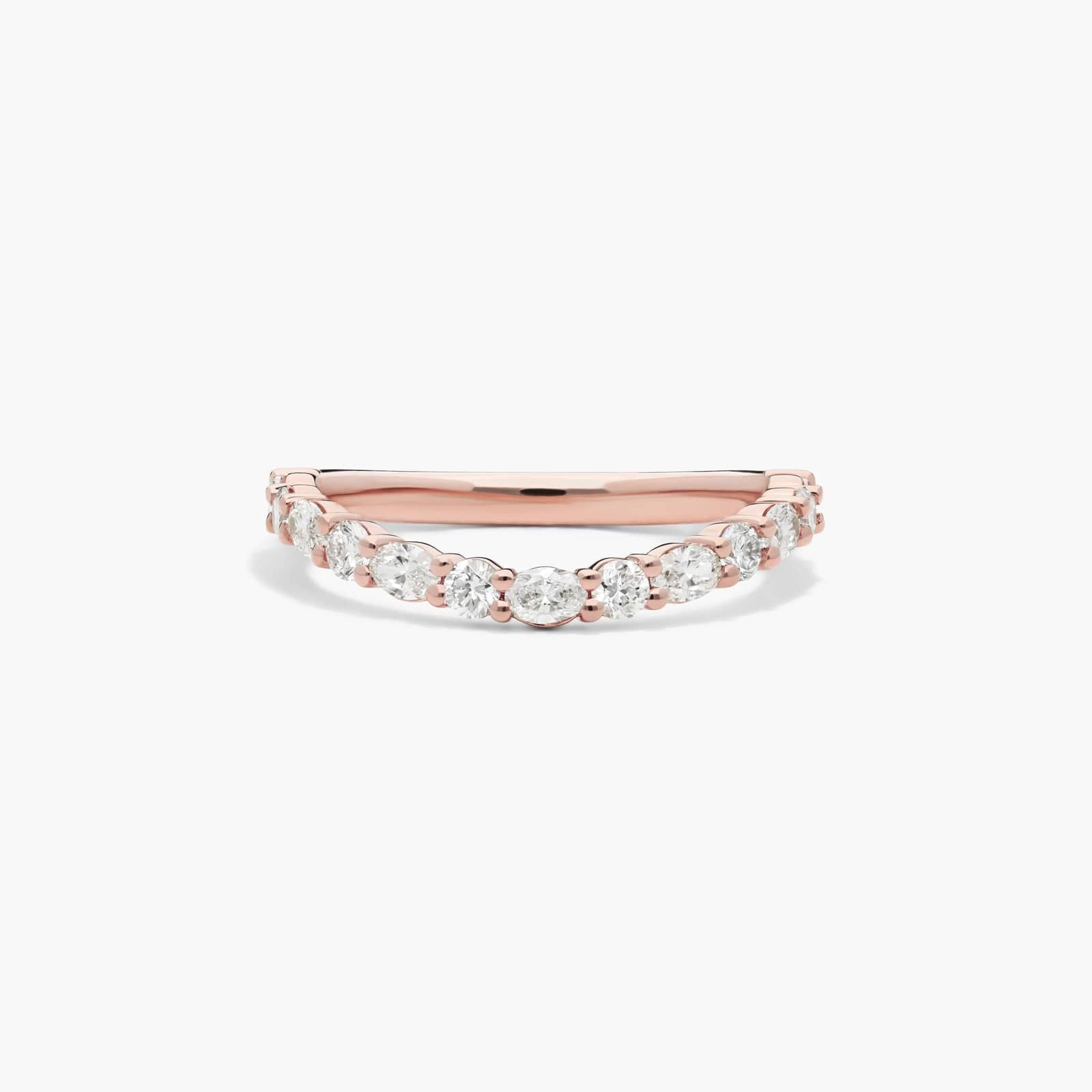 Sculptural Waves Diamond Wedding Ring in 14K Rose Gold with Prong Set Round & Oval Diamonds (2.3mm)
