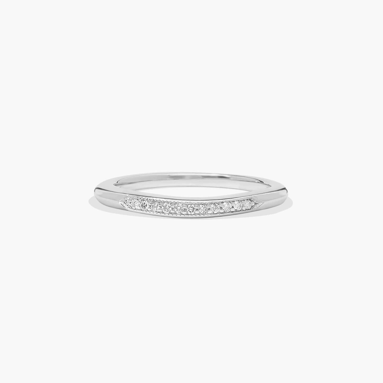 Modern Fleur-De-Lis Pavé Diamond Wedding Ring In 18K White Gold (1.50mm)