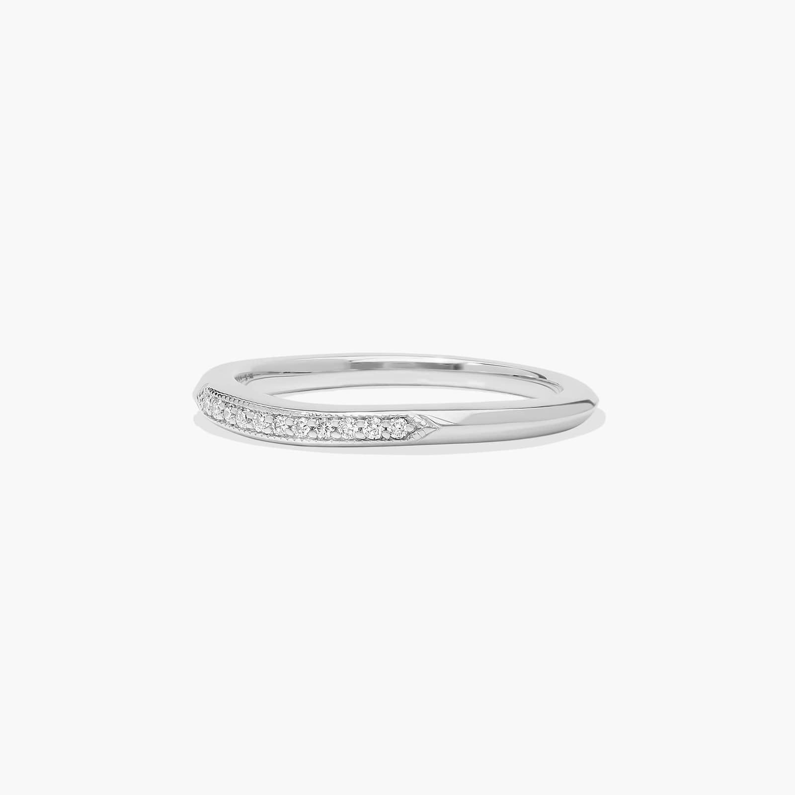 Modern Fleur-De-Lis Pavé Diamond Wedding Ring In 18K White Gold (1.50mm)