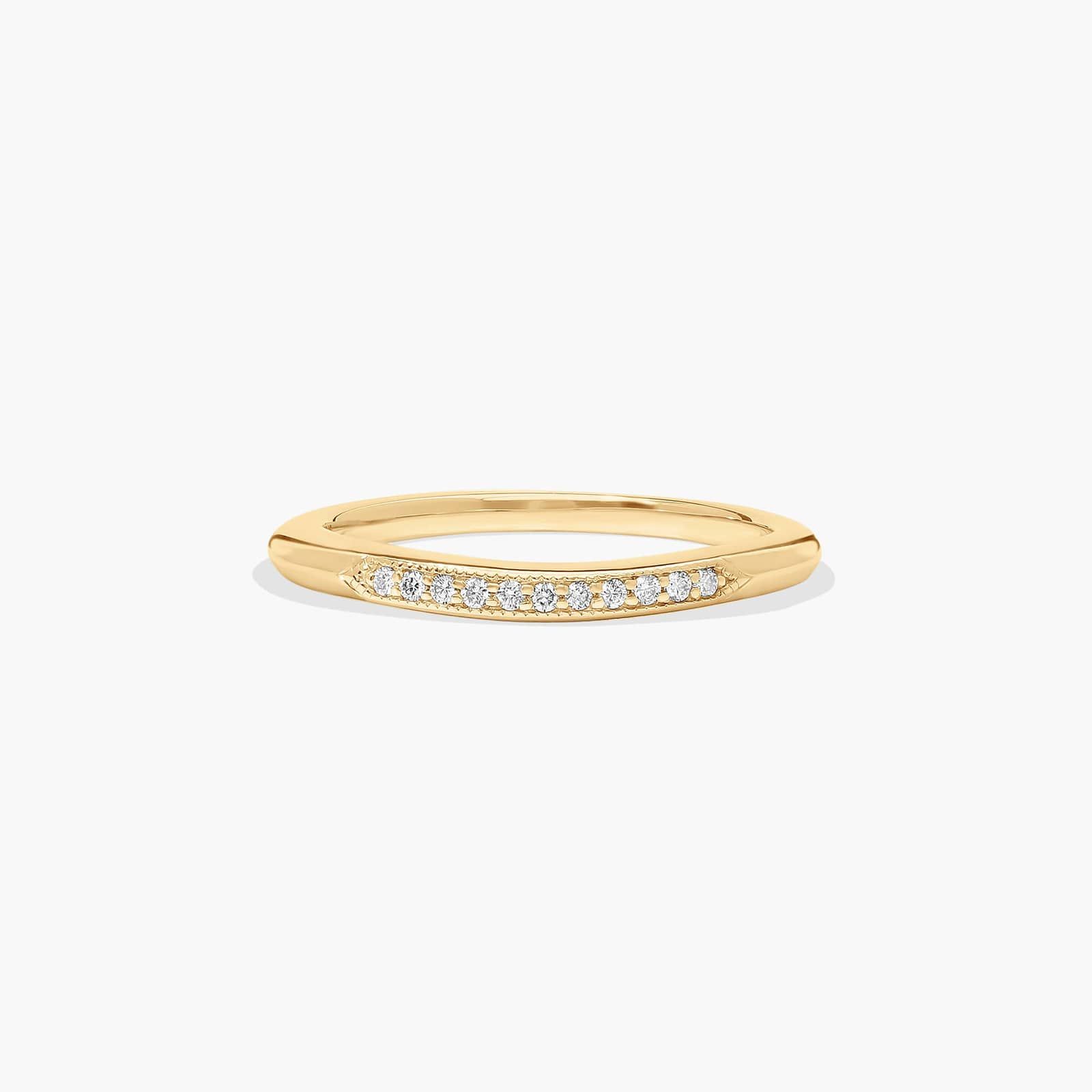 Modern Fleur-De-Lis Pavé Diamond Wedding Ring In 14K Yellow Gold (1.50mm)