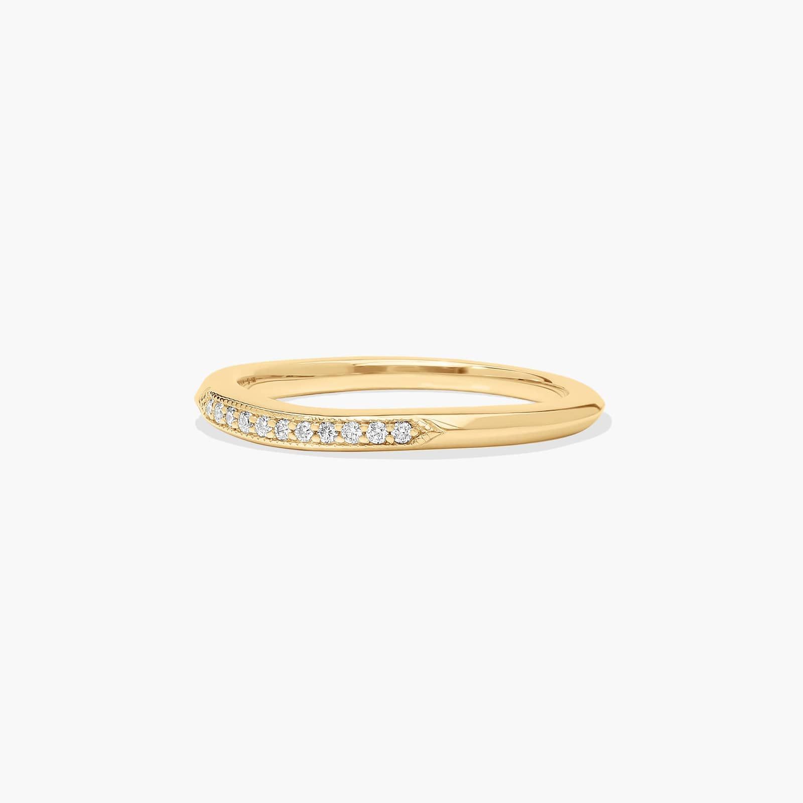 Modern Fleur-De-Lis Pavé Diamond Wedding Ring In 14K Yellow Gold (1.50mm)