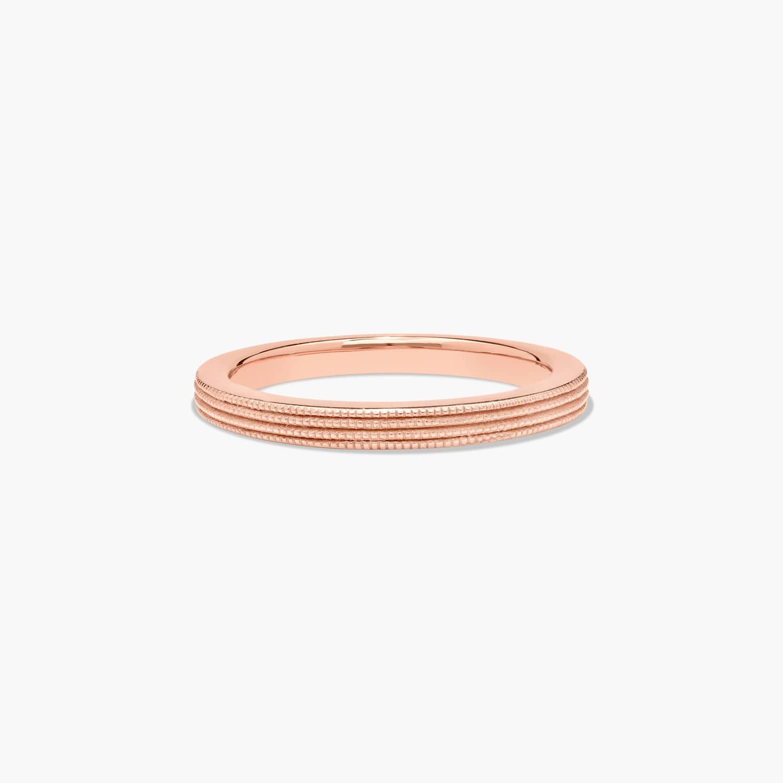 Modern Milgrain Wedding Ring In 14K Rose Gold (2.00mm)