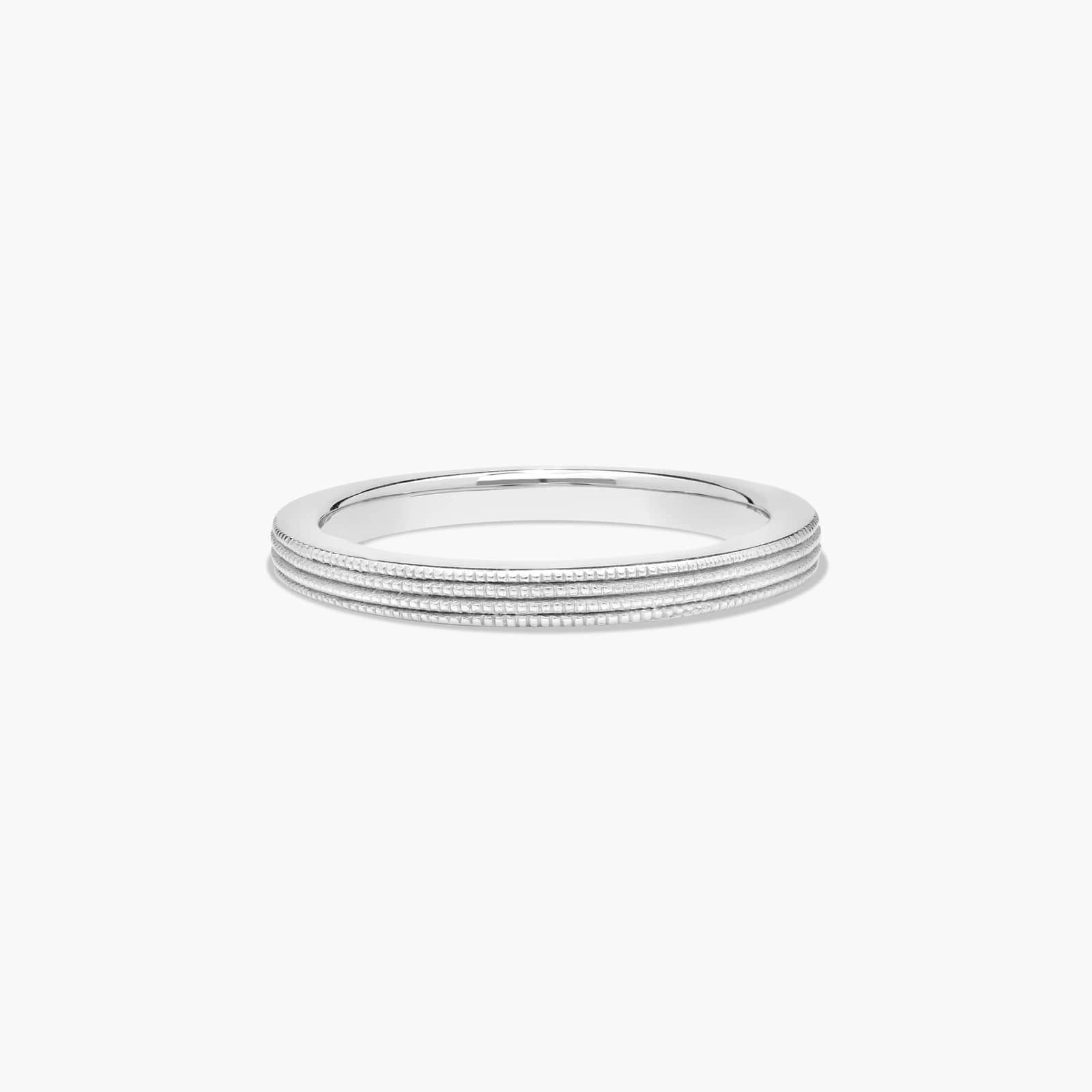 Modern Milgrain Wedding Ring In 18K White Gold (2.00mm)