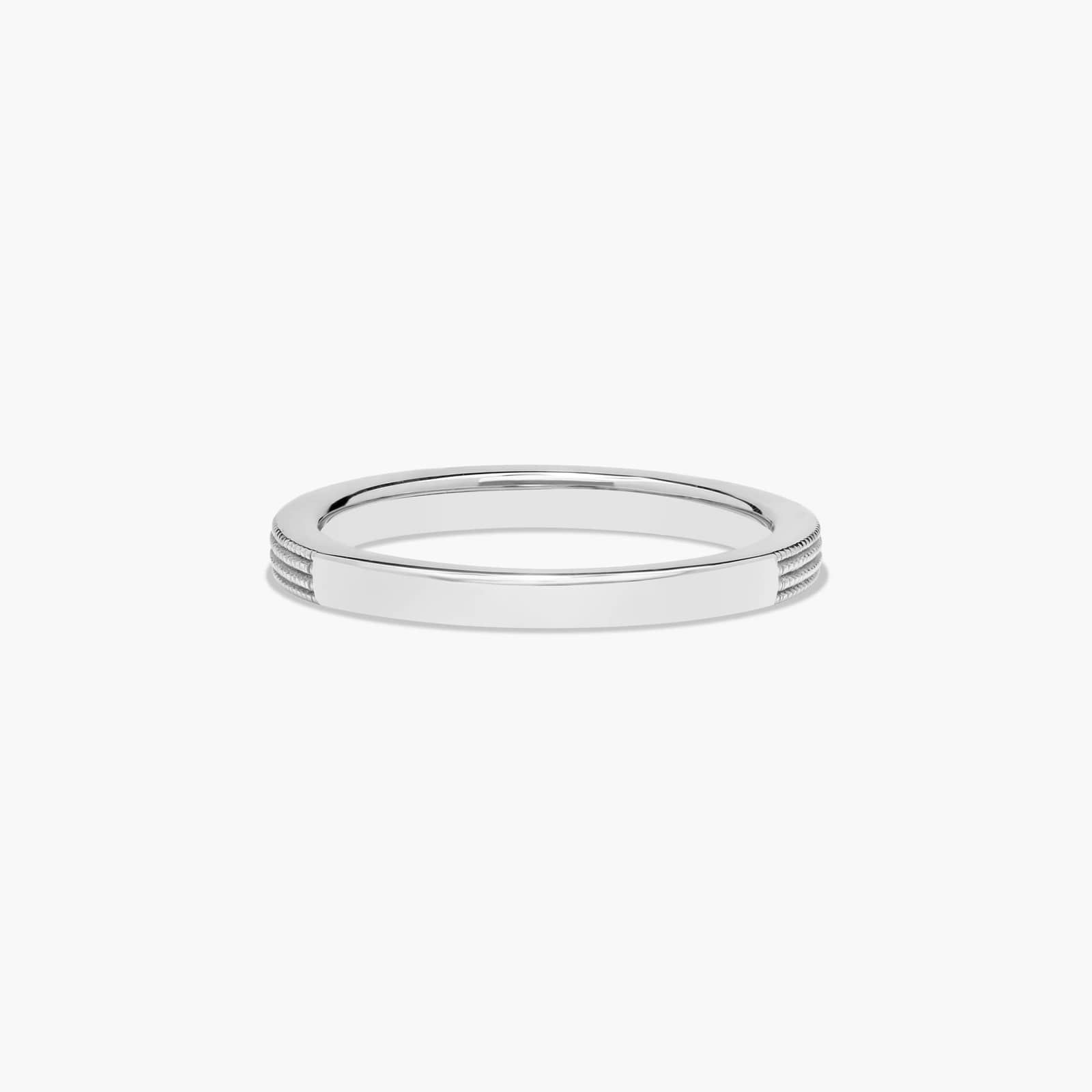 Modern Milgrain Wedding Ring In 18K White Gold (2.00mm)