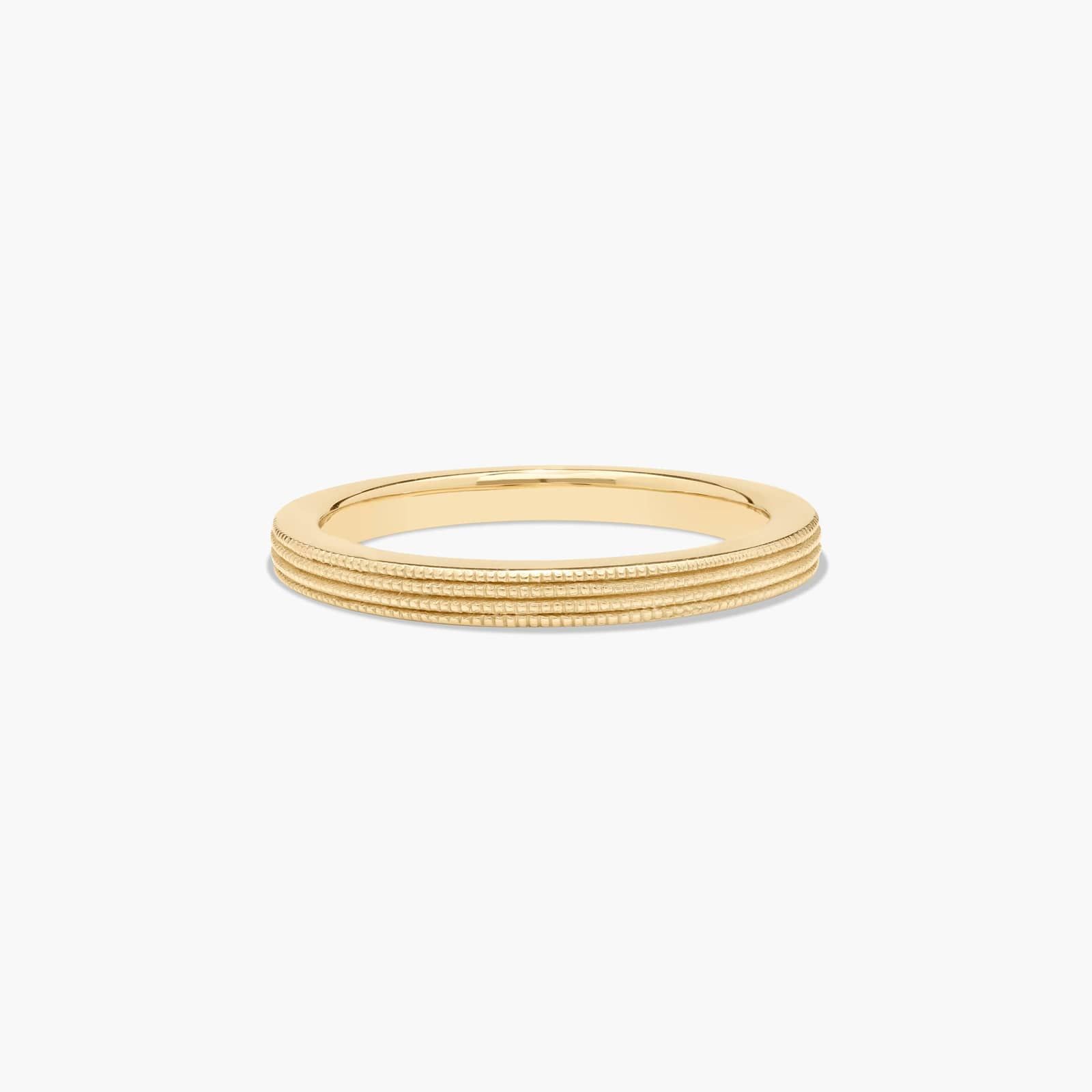 Modern Milgrain Wedding Ring In 18K Yellow Gold (2.00mm)