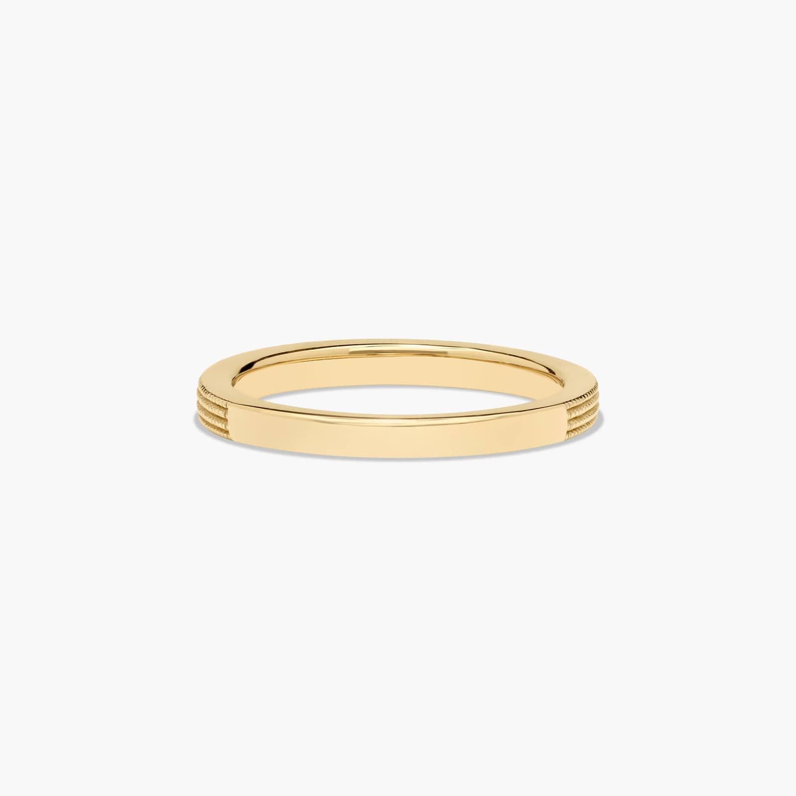 Modern Milgrain Wedding Ring In 18K Yellow Gold (2.00mm)