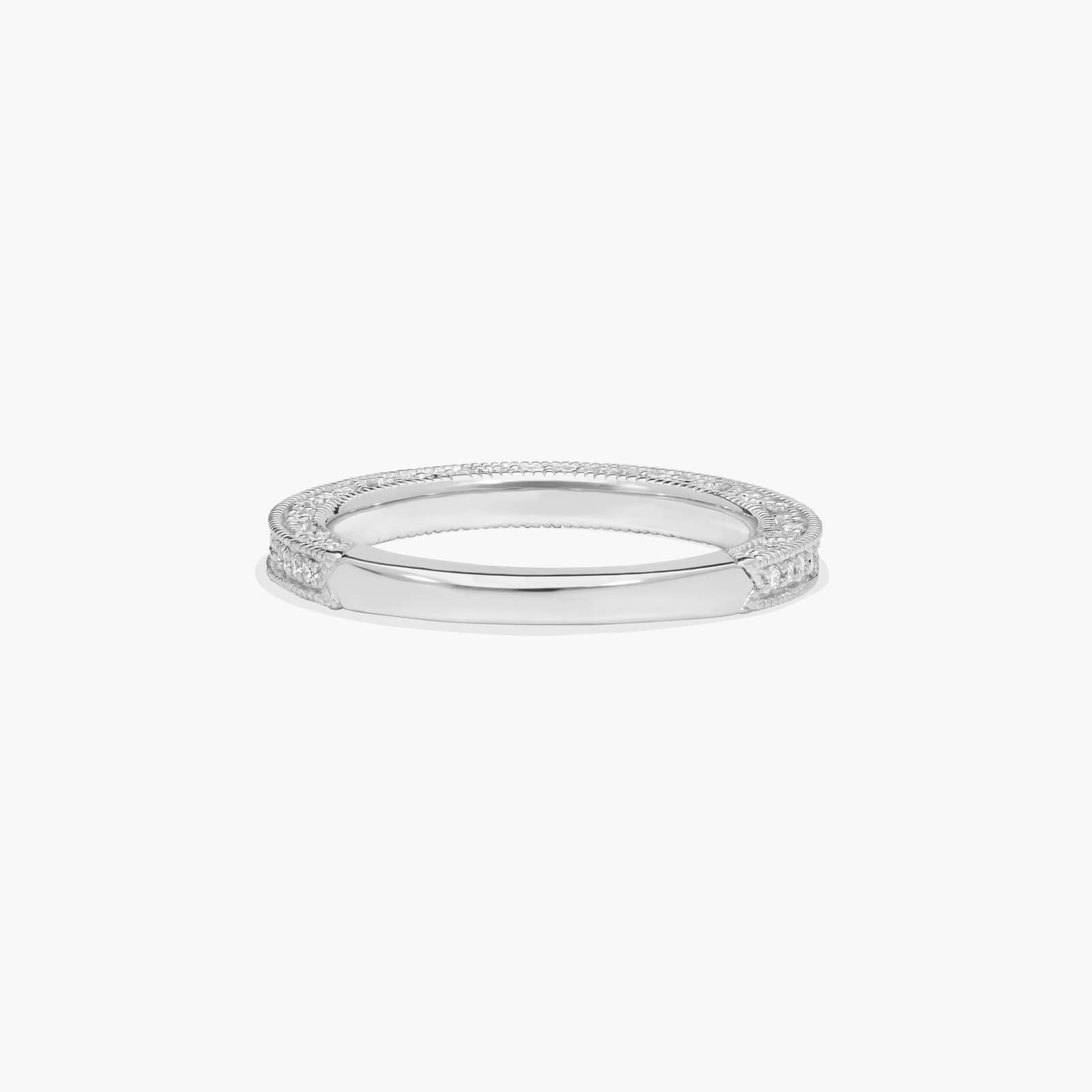 Milgrain Lace Wedding Ring In 18K White Gold (2.00mm)