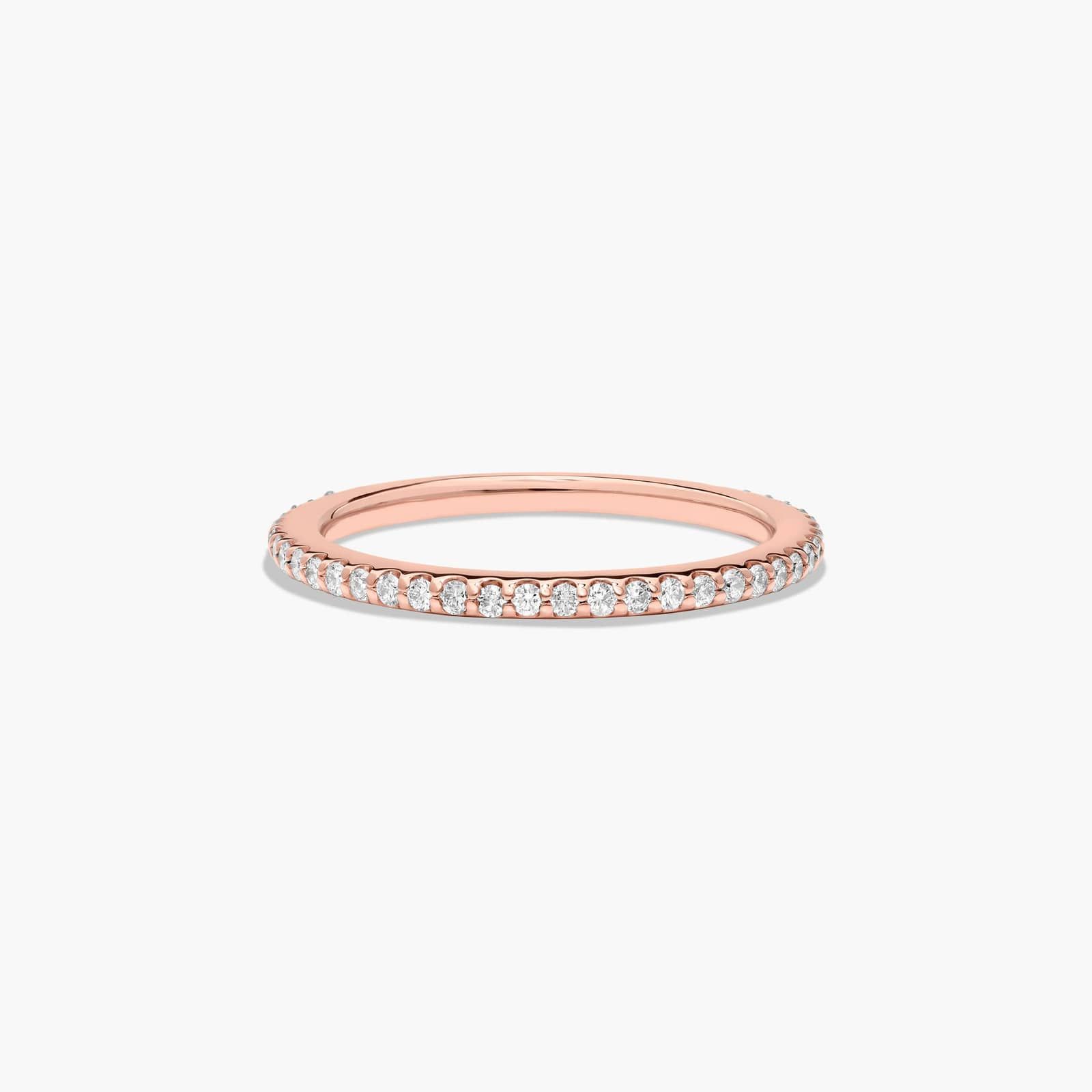 Cross Prong Pavé Diamond Wedding Ring In 14K Rose Gold (1.50mm)