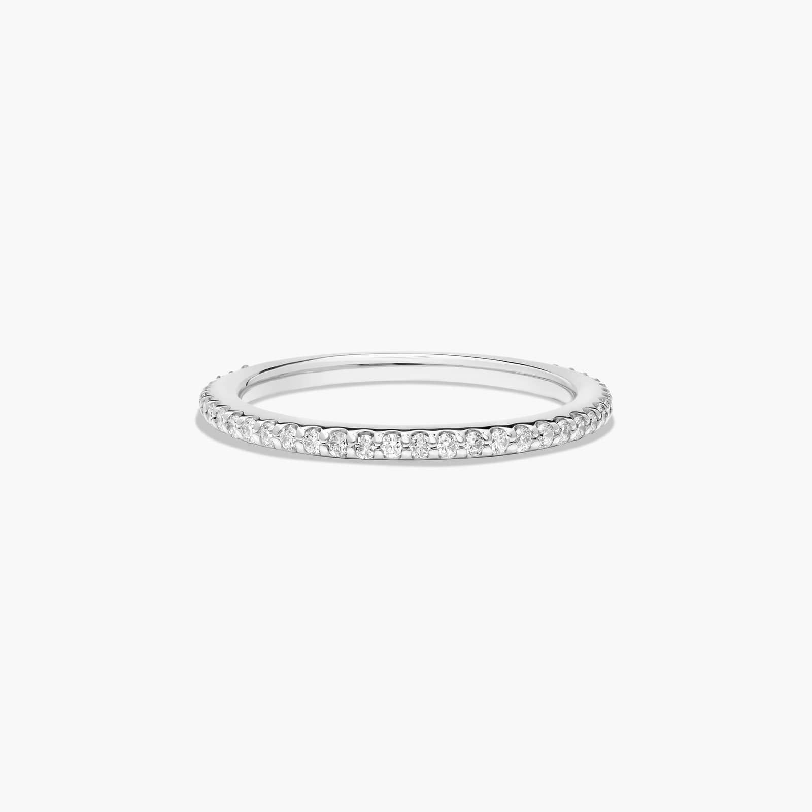 Cross Prong Pavé Diamond Wedding Ring In 18K White Gold (1.50mm)