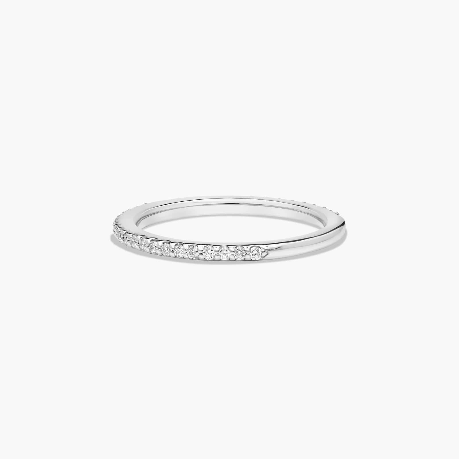 Cross Prong Pavé Diamond Wedding Ring In 18K White Gold (1.50mm)