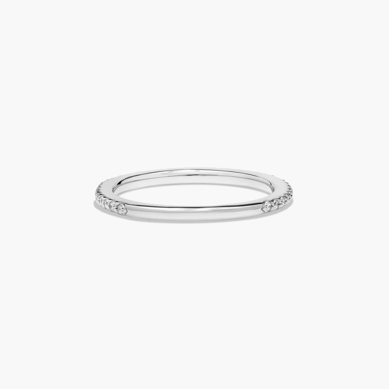Cross Prong Pavé Diamond Wedding Ring In 18K White Gold (1.50mm)