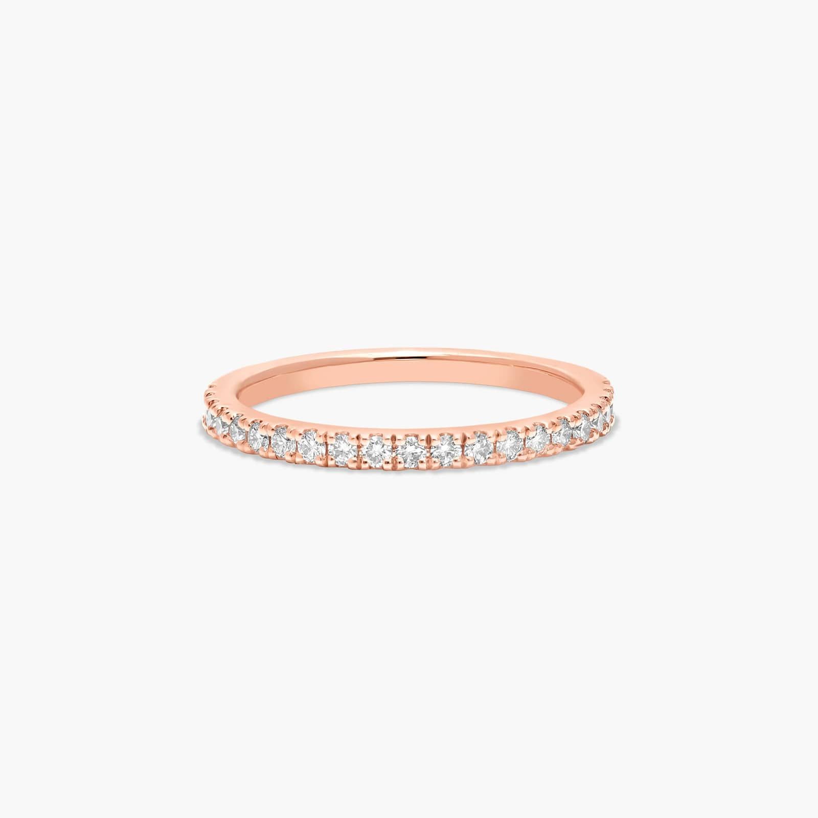 Thin Pavé Set Diamond Wedding Ring In 14K Rose Gold (1.50mm)