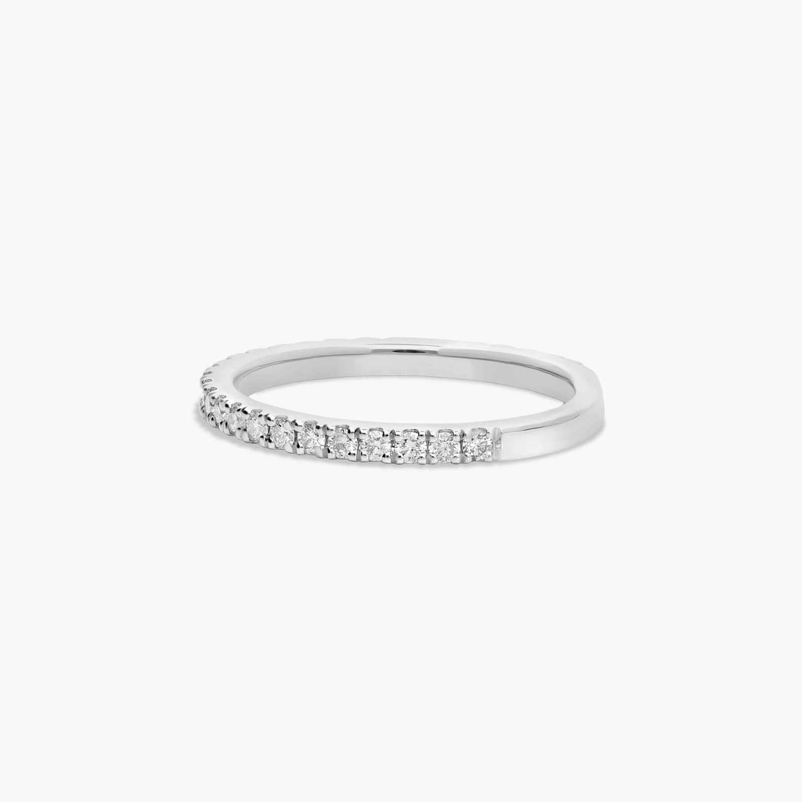 Thin Pavé Set Diamond Wedding Ring In 14K White Gold (1.50mm)