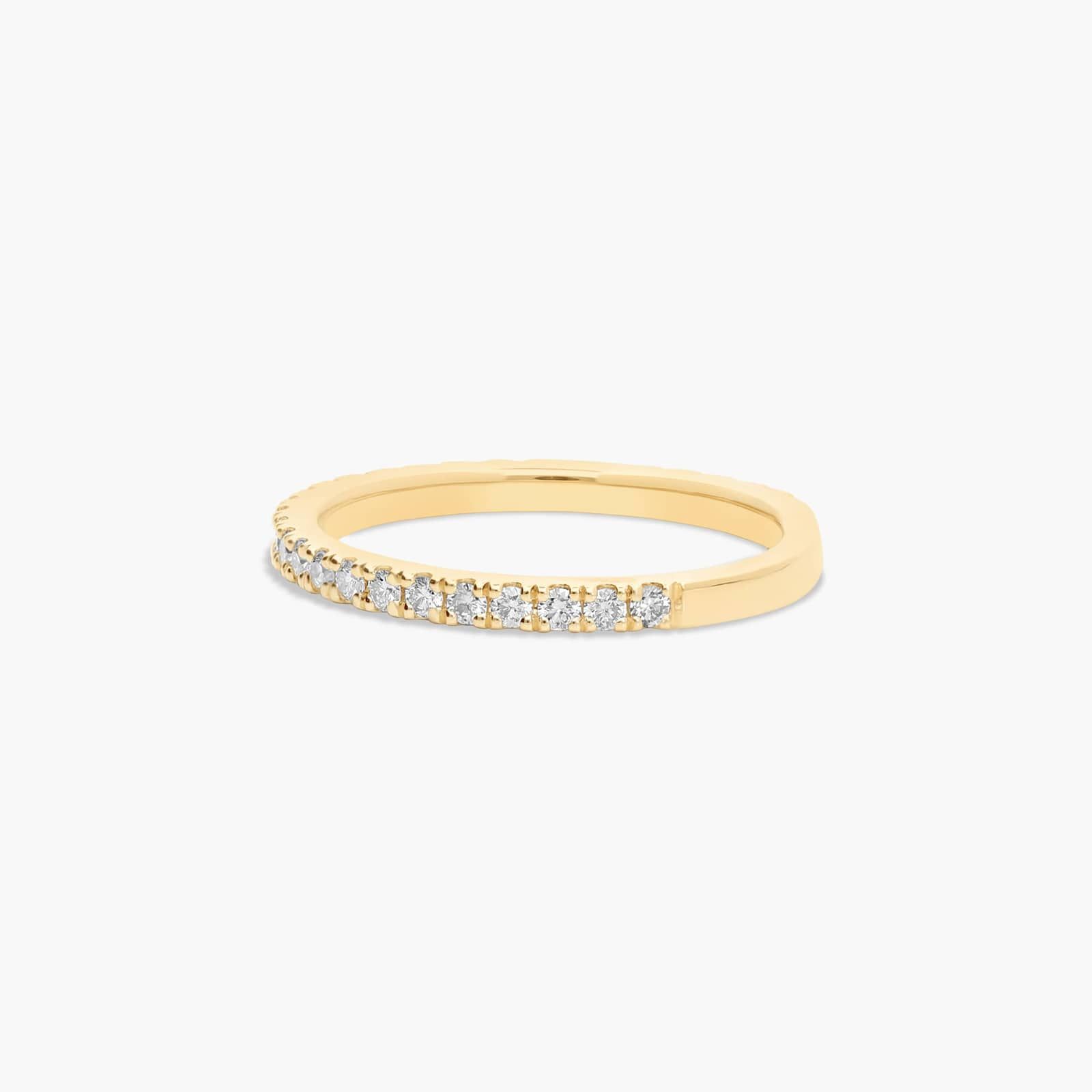 Thin Pavé Set Diamond Wedding Ring In 18K Yellow Gold (1.50mm)