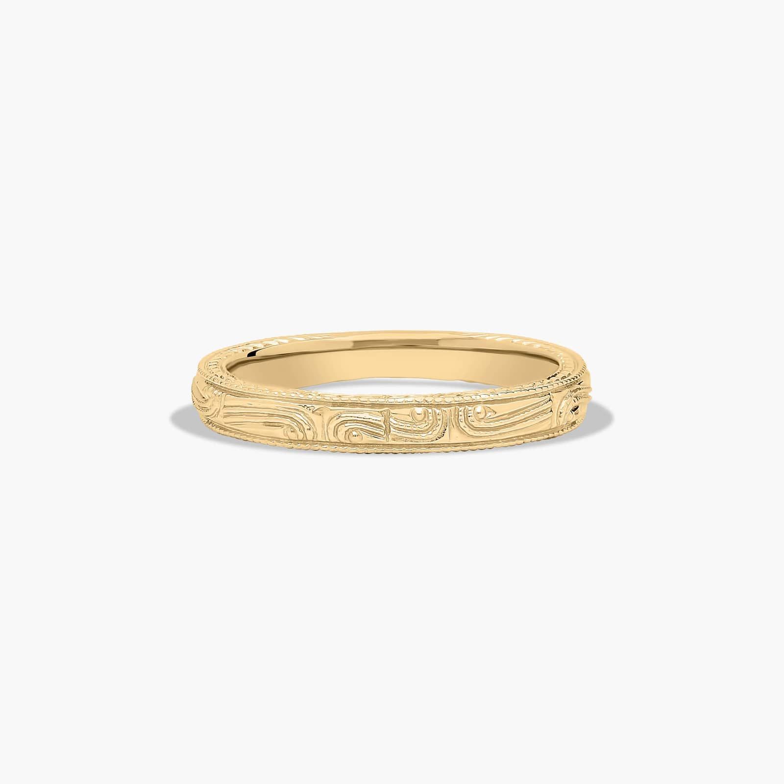Engraved Wedding Ring In 14K Yellow Gold (2.50mm)