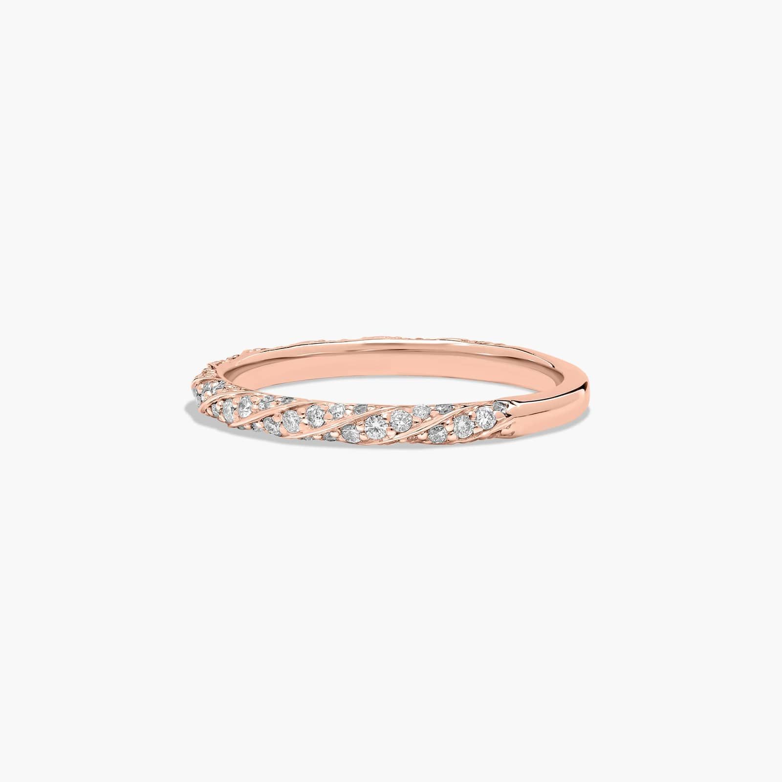 Twisted Pavé Diamond Wedding Ring In 14K Rose Gold (2.00mm)