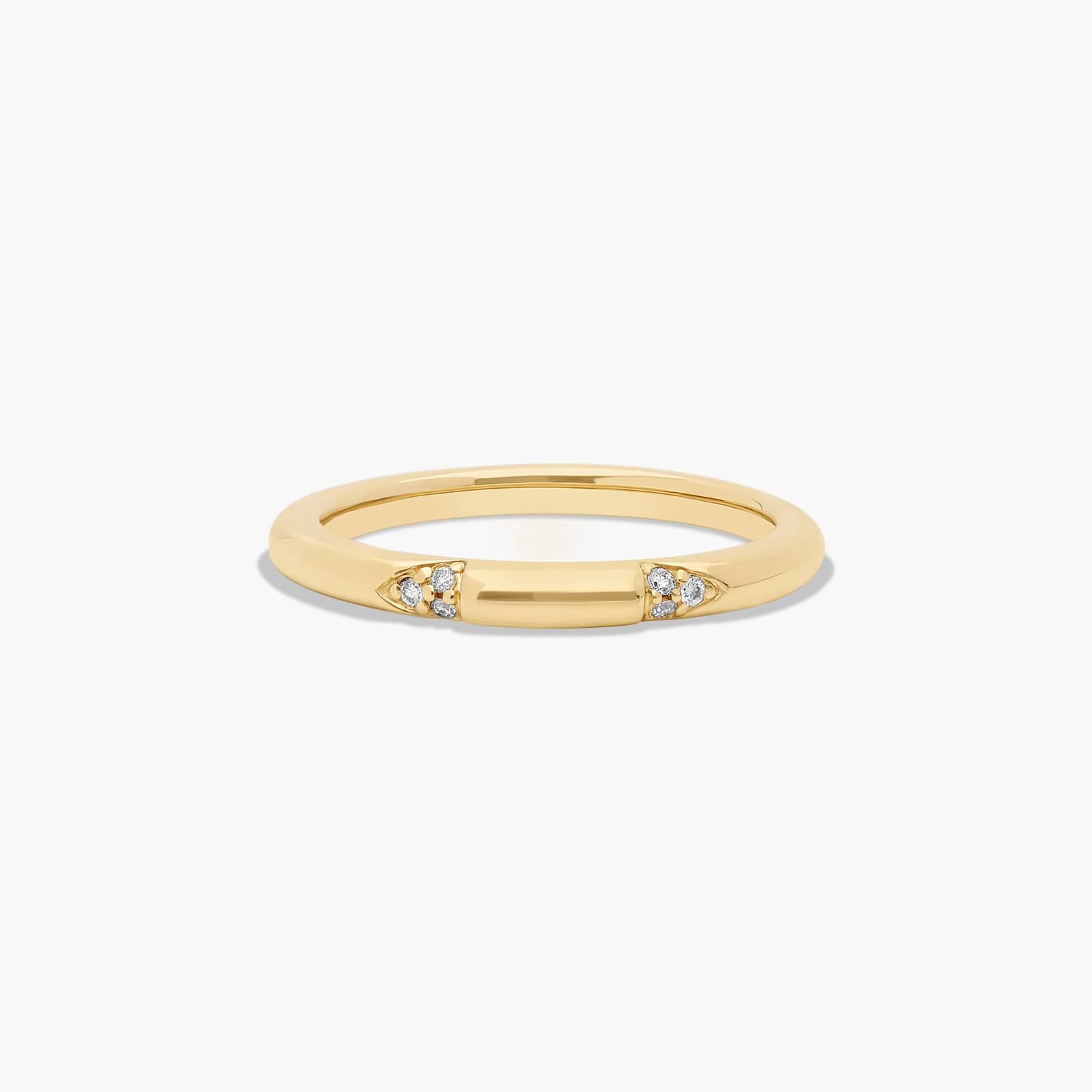 Perfectly Placed Pavé Diamond Wedding Ring In 14K Yellow Gold (1.50mm)