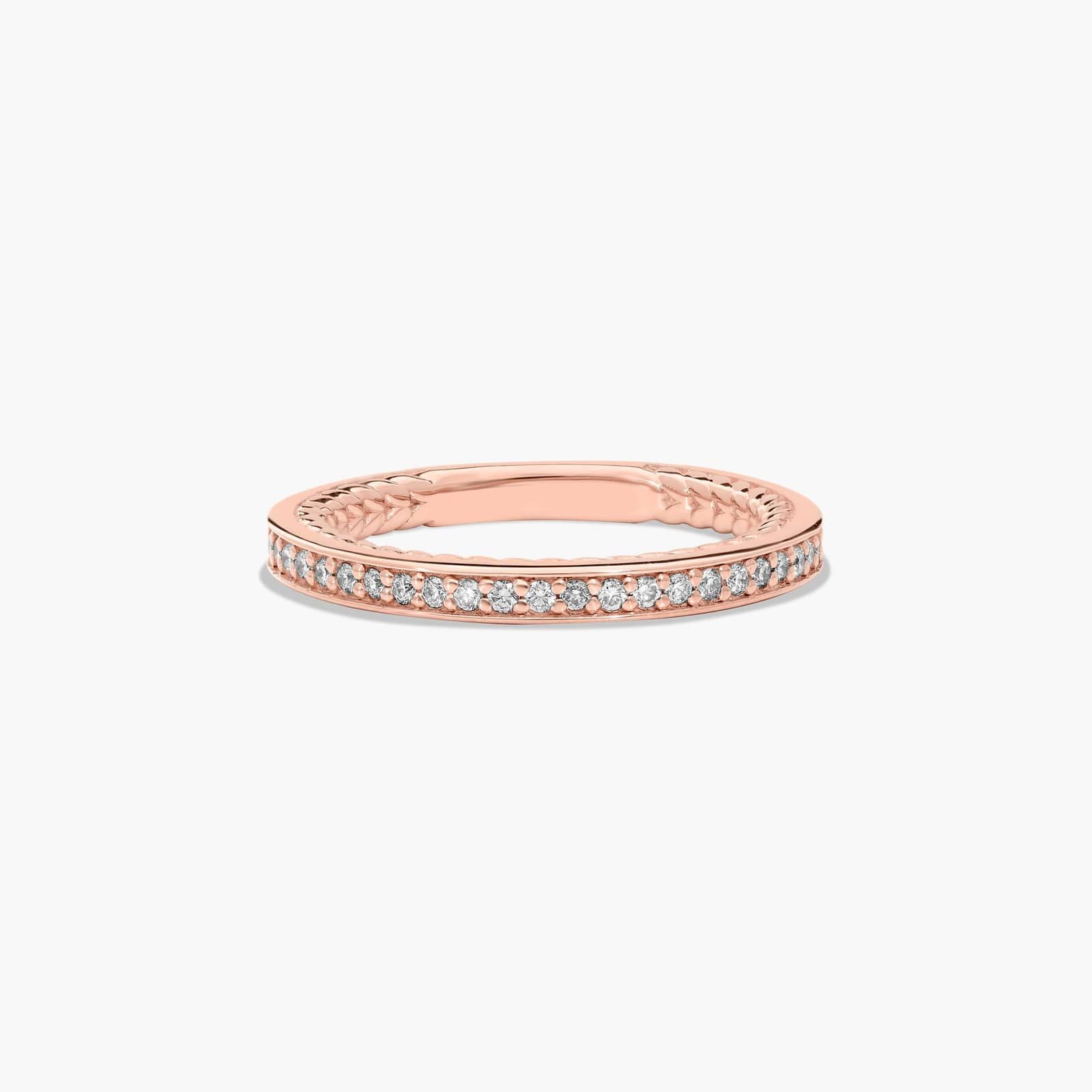 Cable Profile Pavé Diamond Wedding Ring In 14K Rose Gold (2.00mm)
