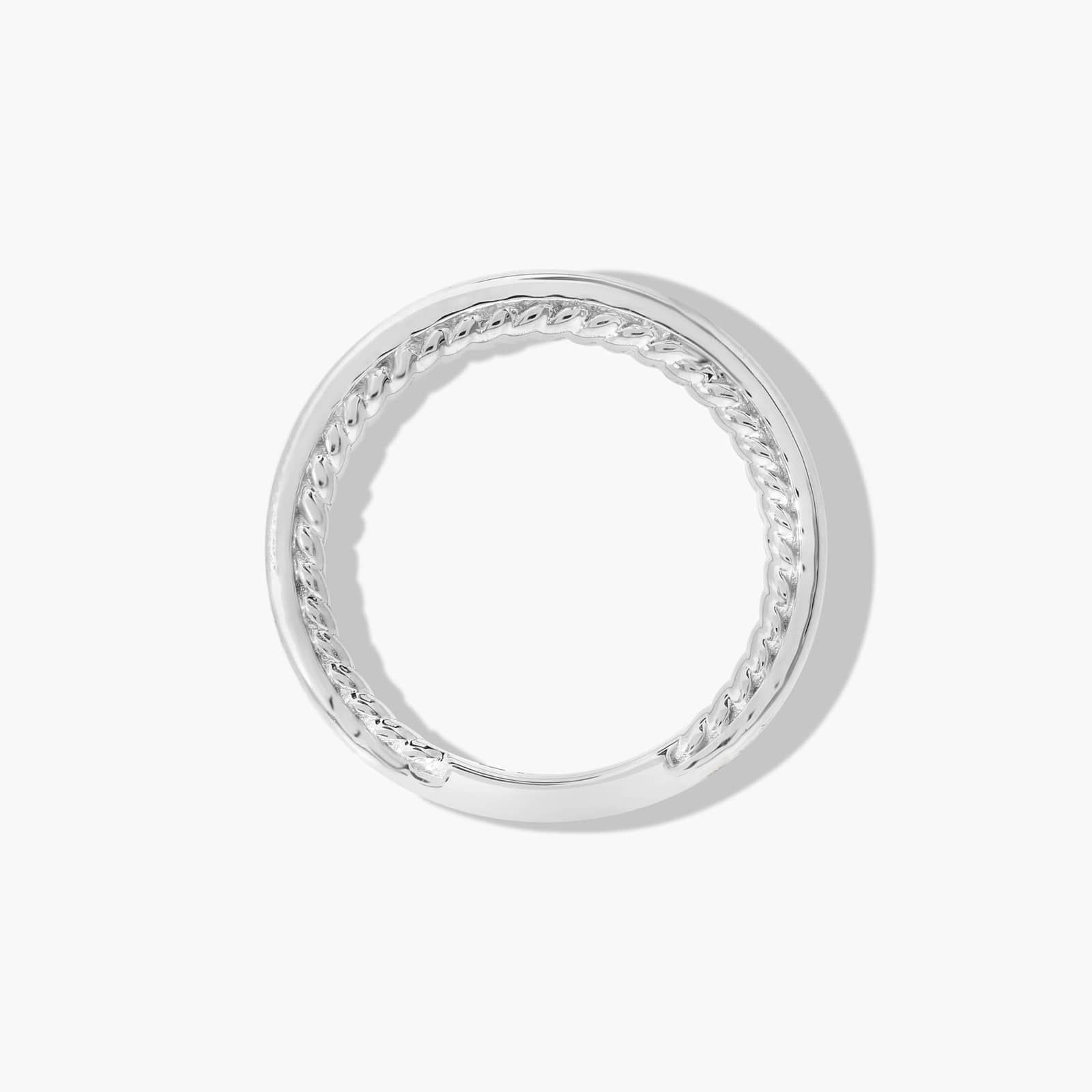 Cable Profile Pavé Diamond Wedding Ring In 18K White Gold (2.00mm)
