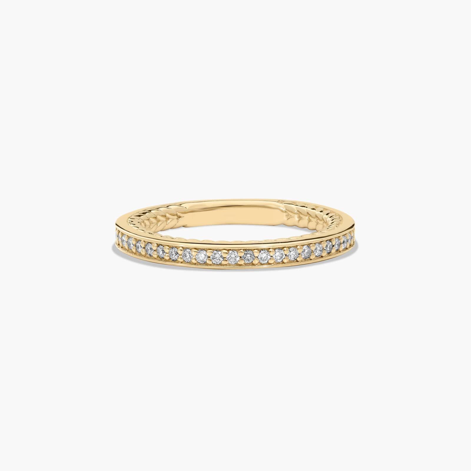 Cable Profile Pavé Diamond Wedding Ring In 14K Yellow Gold (2.00mm)