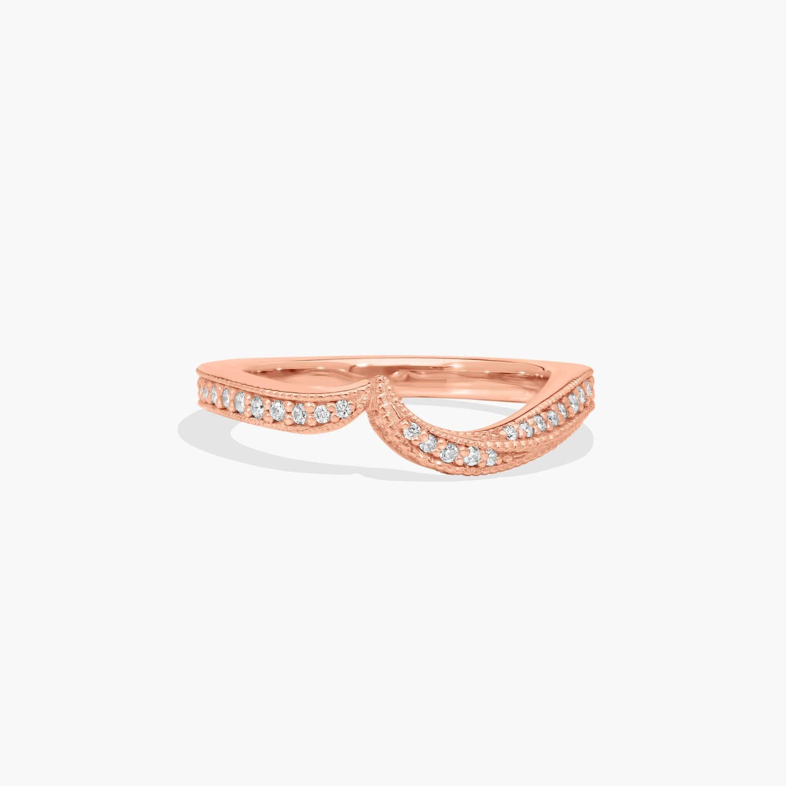 Nature Inspired Pavé Diamond Wedding Ring In 14K Rose Gold (1.50mm)