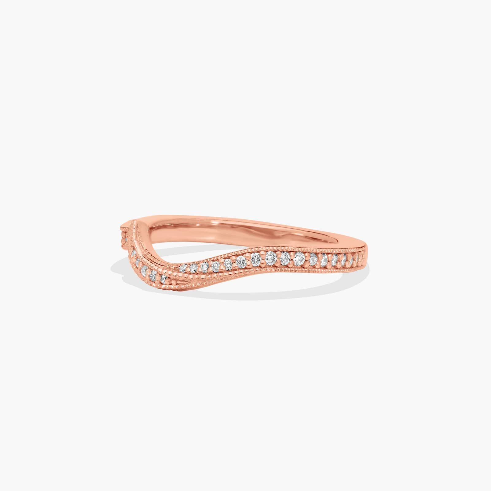 Nature Inspired Pavé Diamond Wedding Ring In 14K Rose Gold (1.50mm)