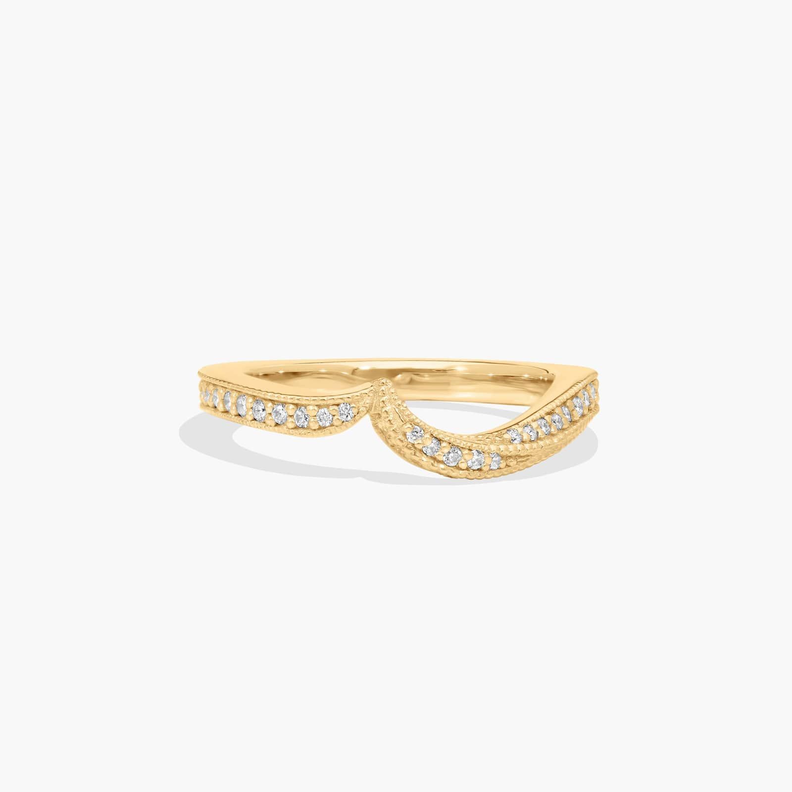 Nature Inspired Pavé Diamond Wedding Ring In 14K Yellow Gold (1.50mm)