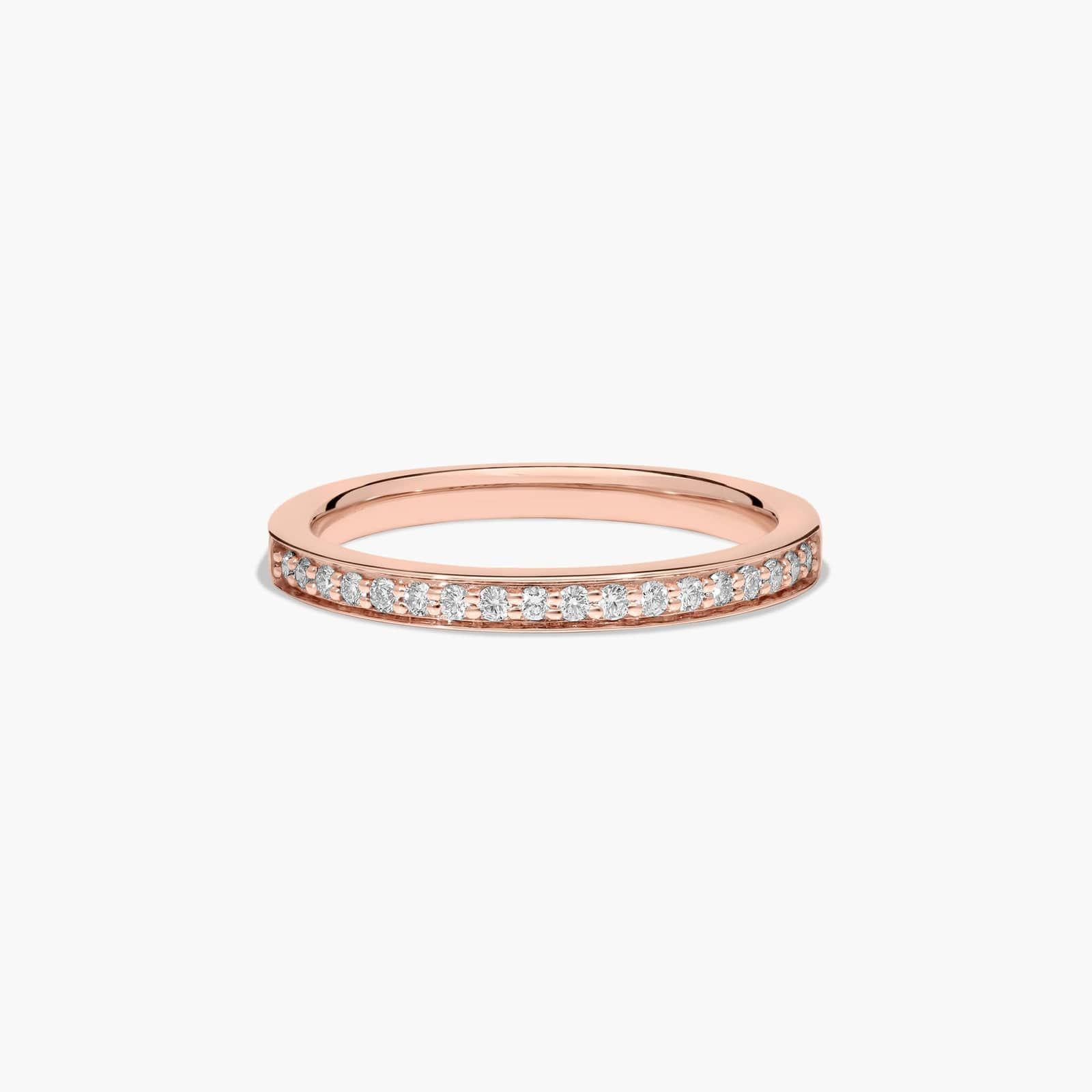 Pavé Trio Diamond Wedding Ring In 14K Rose Gold (2.20mm)