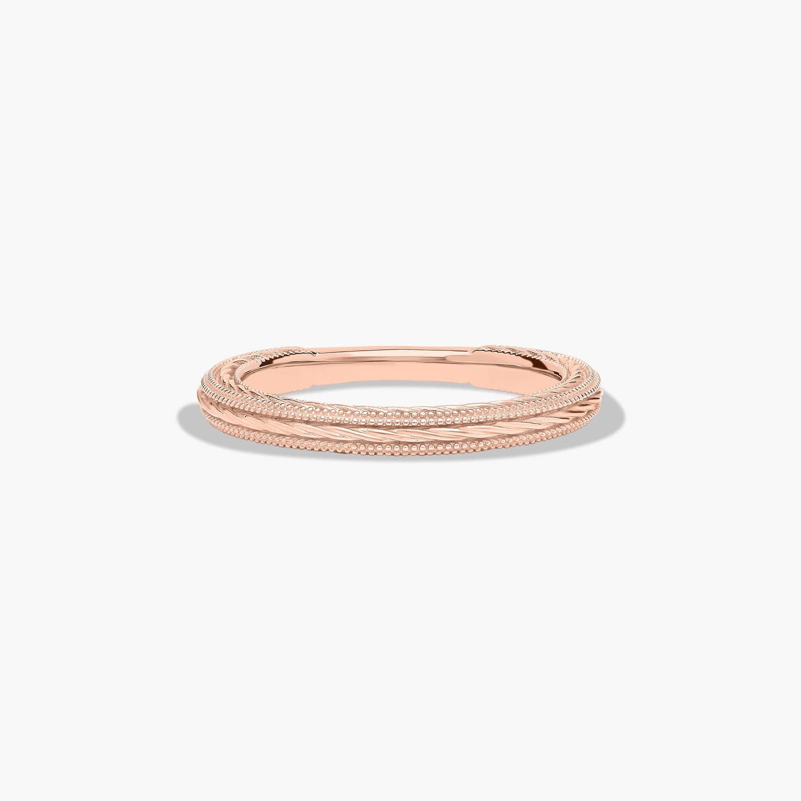 Etched Rope Wedding Ring In 14K Rose Gold (2.50mm)