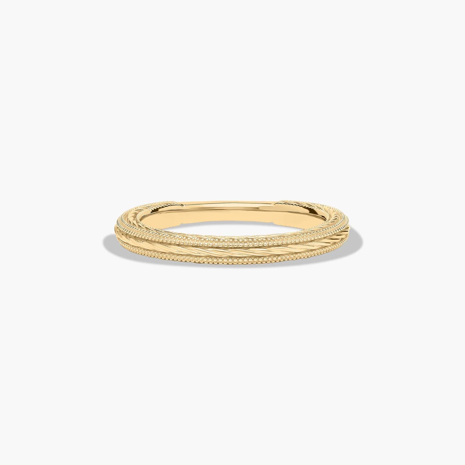 Etched Rope Wedding Ring In 18K Yellow Gold (2.50mm)