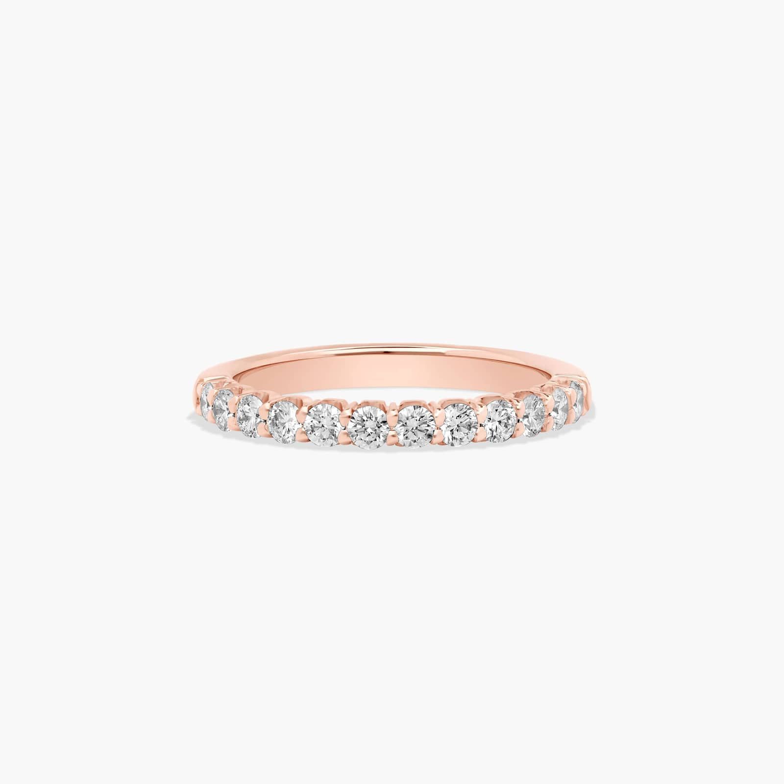 Shared Prong Crescent Wedding Ring With 0.5 CTW Diamonds In 14K Rose Gold (2.50mm)