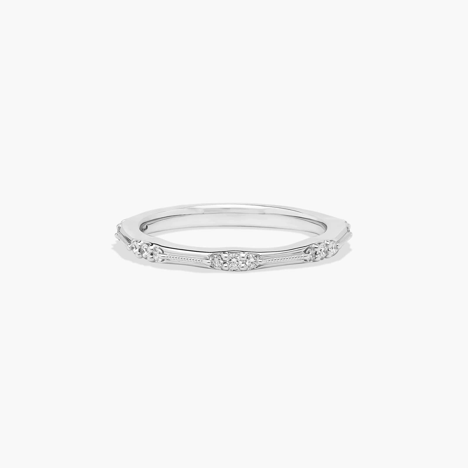 Vintage Diamond Wedding Ring In 14K White Gold (1.00mm)