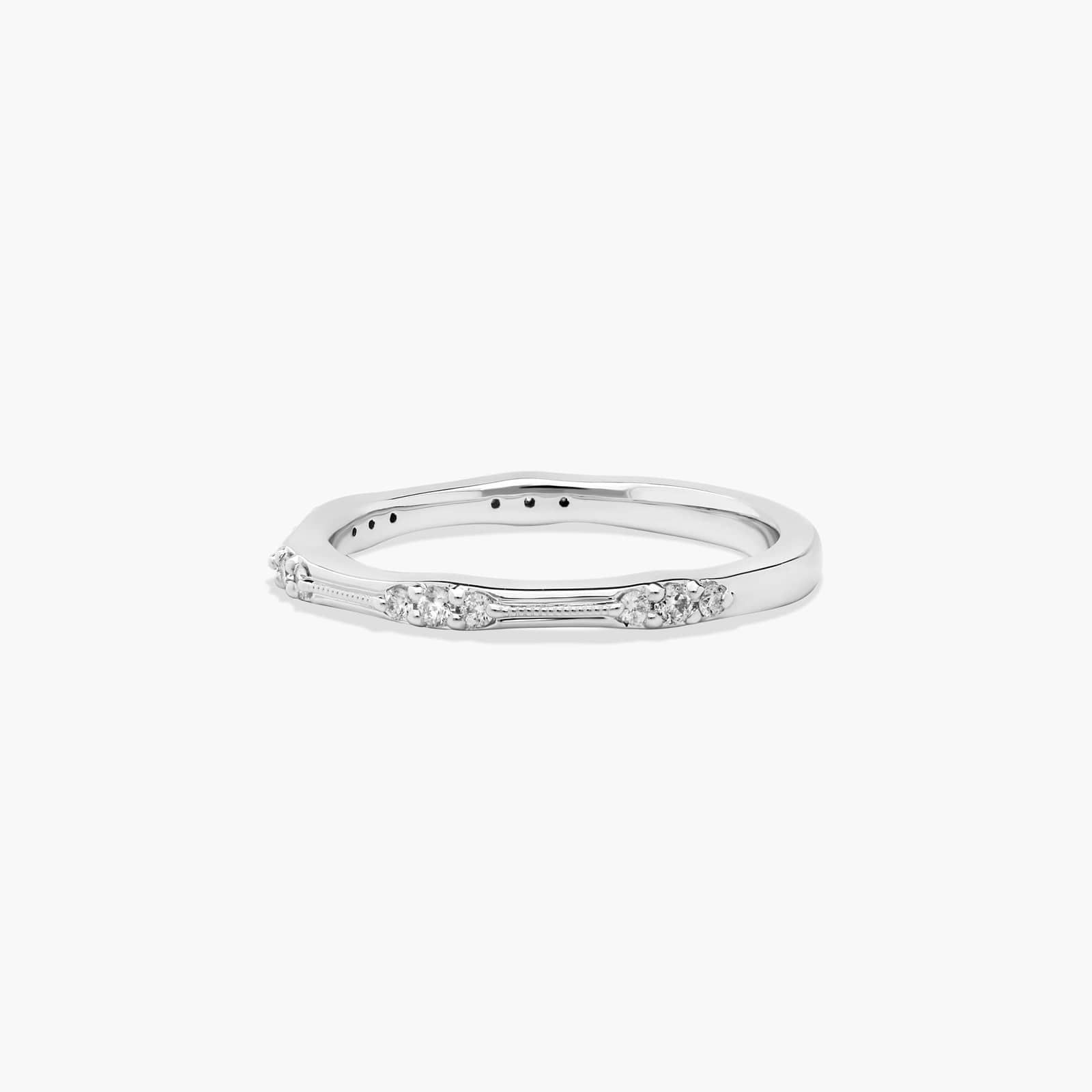 Vintage Diamond Wedding Ring In 14K White Gold (1.00mm)