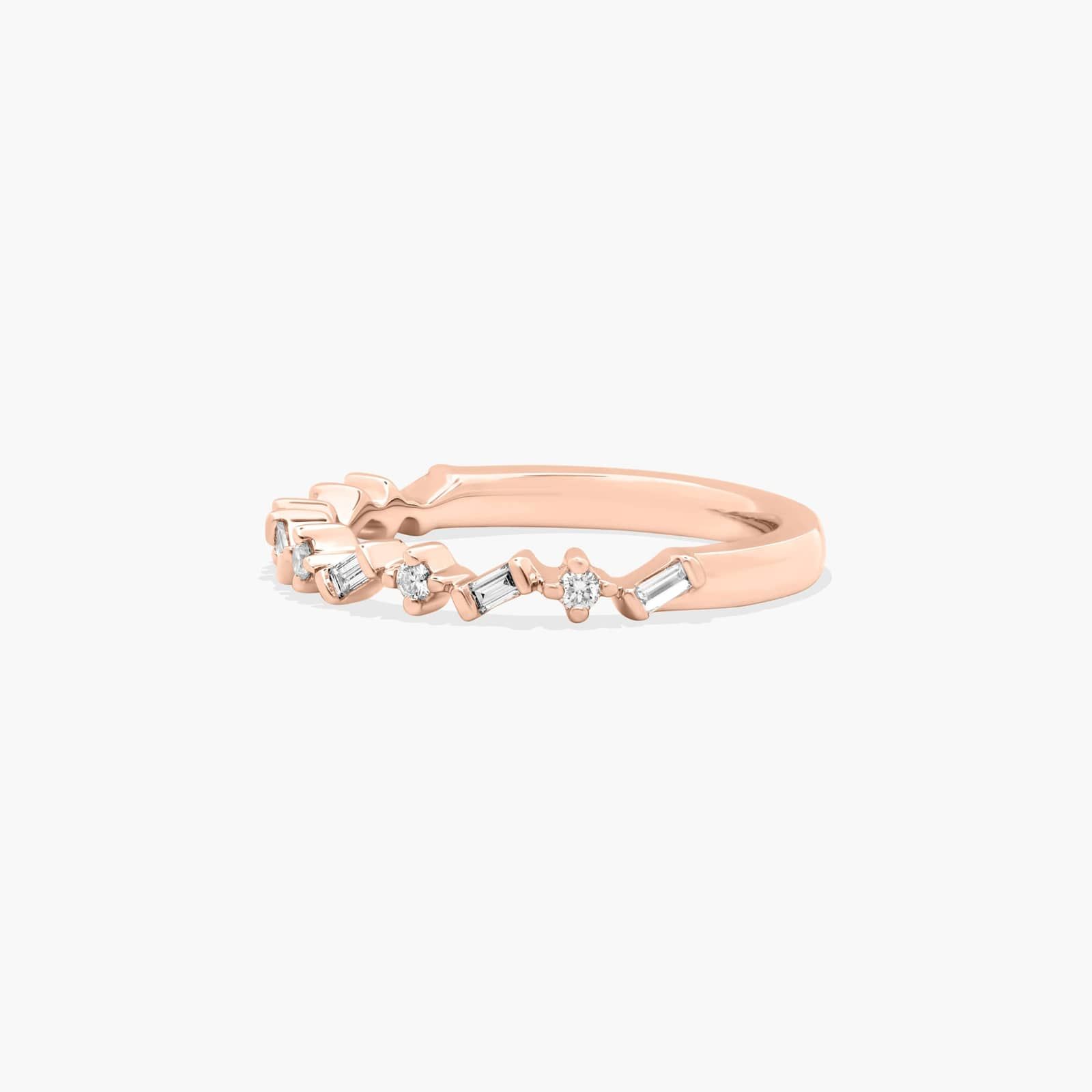 Wedding Ring With Round and Baguette Cut Diamonds In 14K Rose Gold (2.00mm)