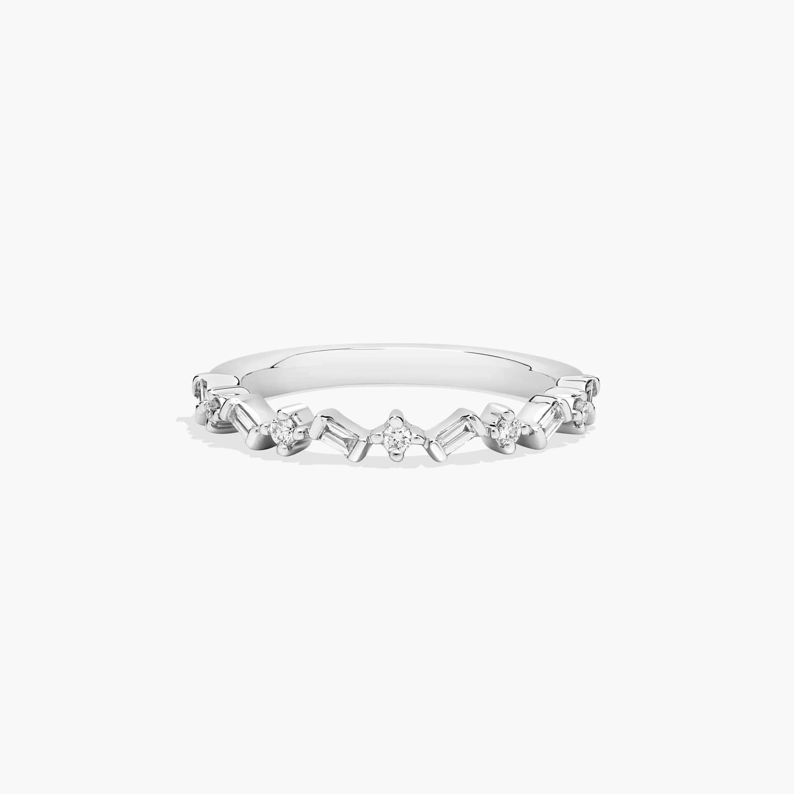 Wedding Ring With Round and Baguette Cut Diamonds In 14K White Gold (2.00mm)