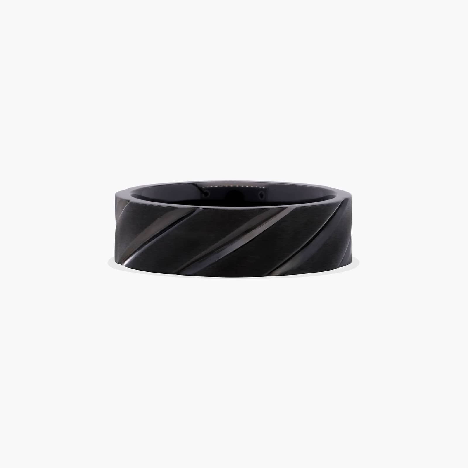 Angled Cross Cuts Men's Wedding Band In Black Titanium (7.00mm)