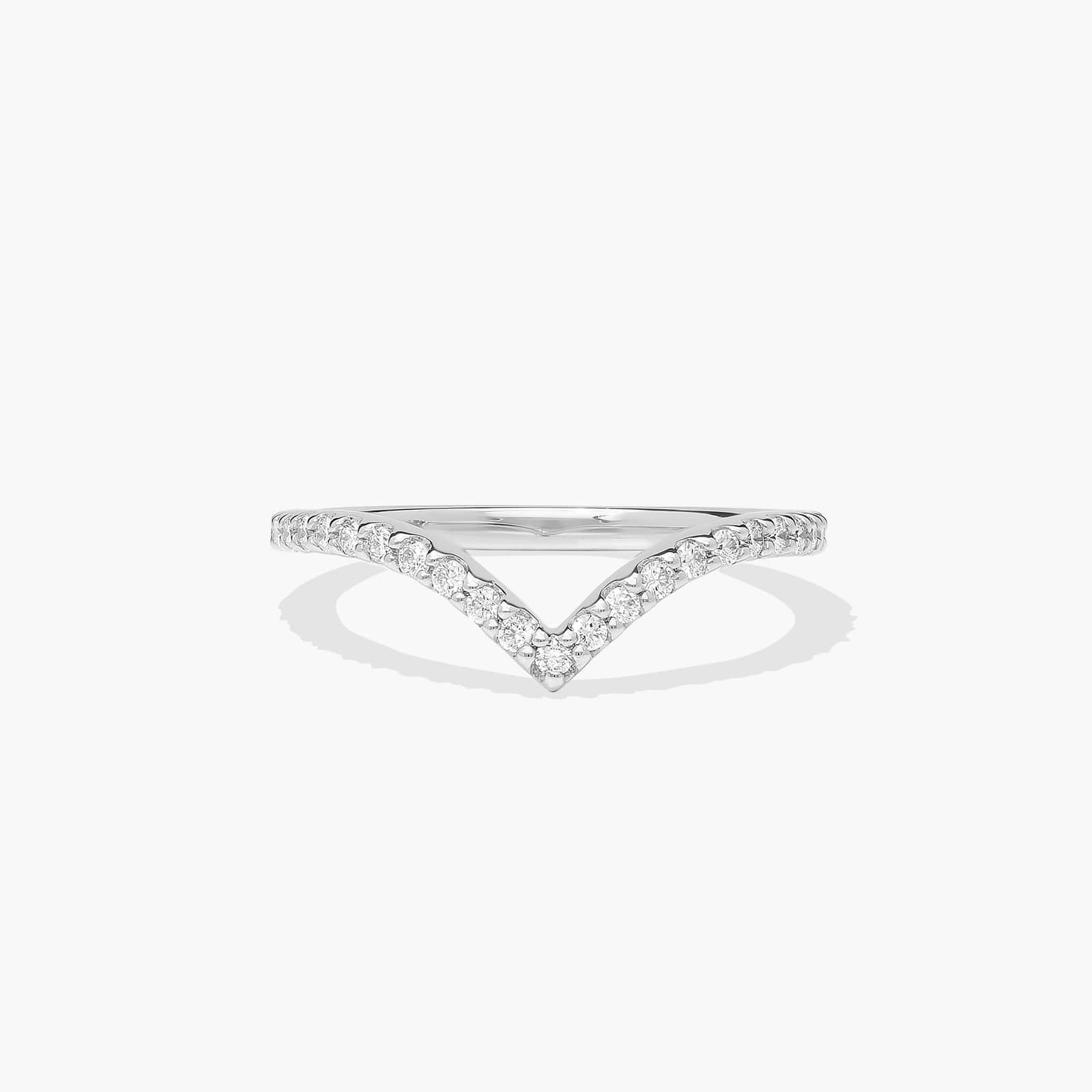 V-Shaped Diamond Wedding Ring In 14K White Gold (1.50mm)
