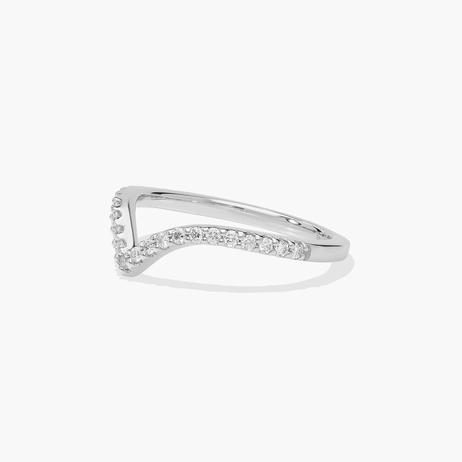 V-Shaped Diamond Wedding Ring In 14K White Gold (1.50mm)