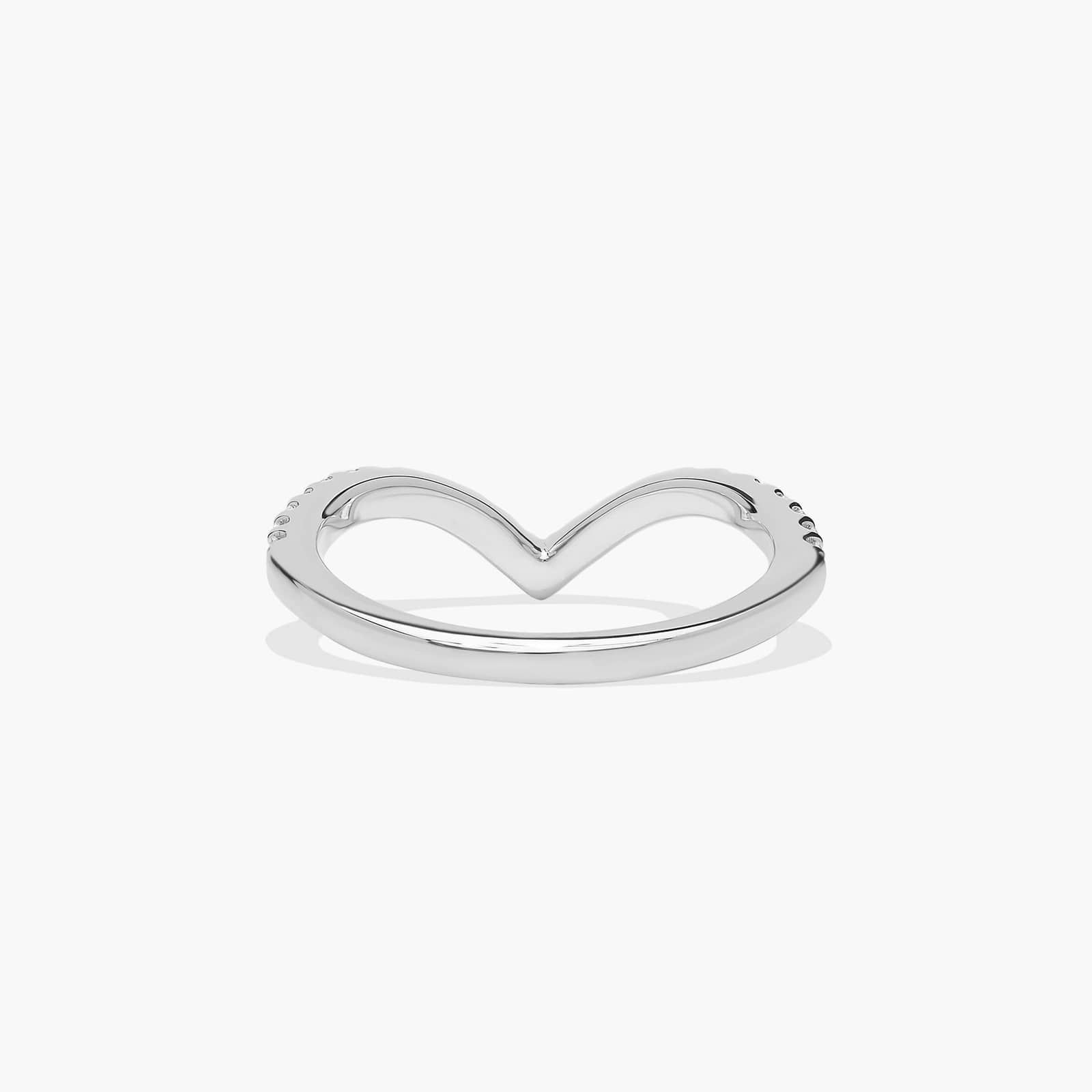 V-Shaped Diamond Wedding Ring In 14K White Gold (1.50mm)