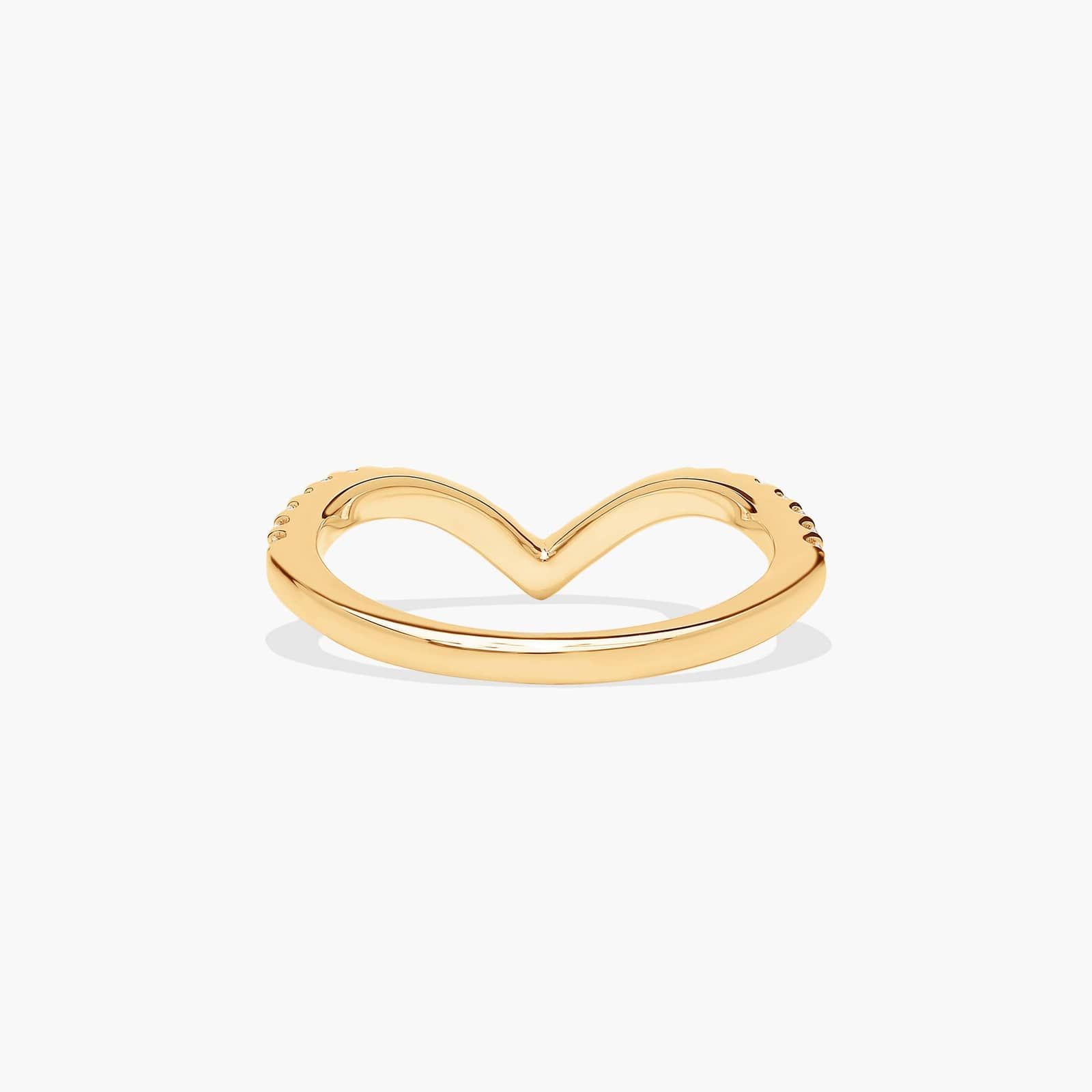 V-Shaped Diamond Wedding Ring In 18K Yellow Gold (1.50mm)