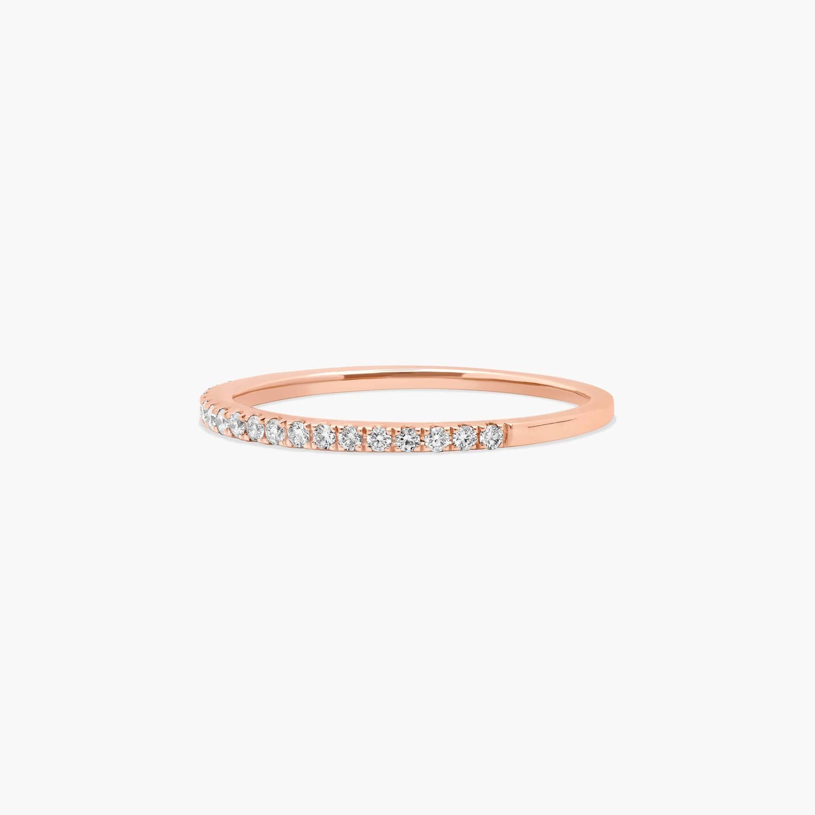 Single Row Diamond Wedding Ring In 14K Rose Gold (1.00mm)