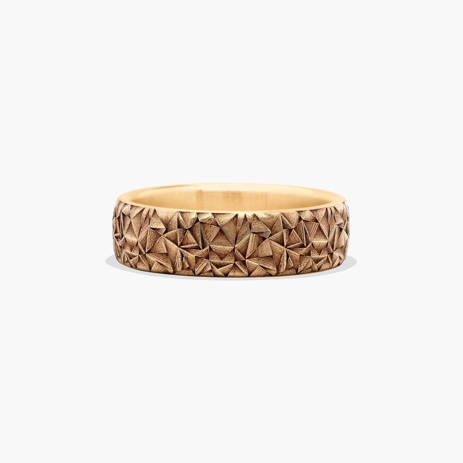 Kaleidoscope Pattern Men's Wedding Band In 14K Yellow Gold (6.50mm)