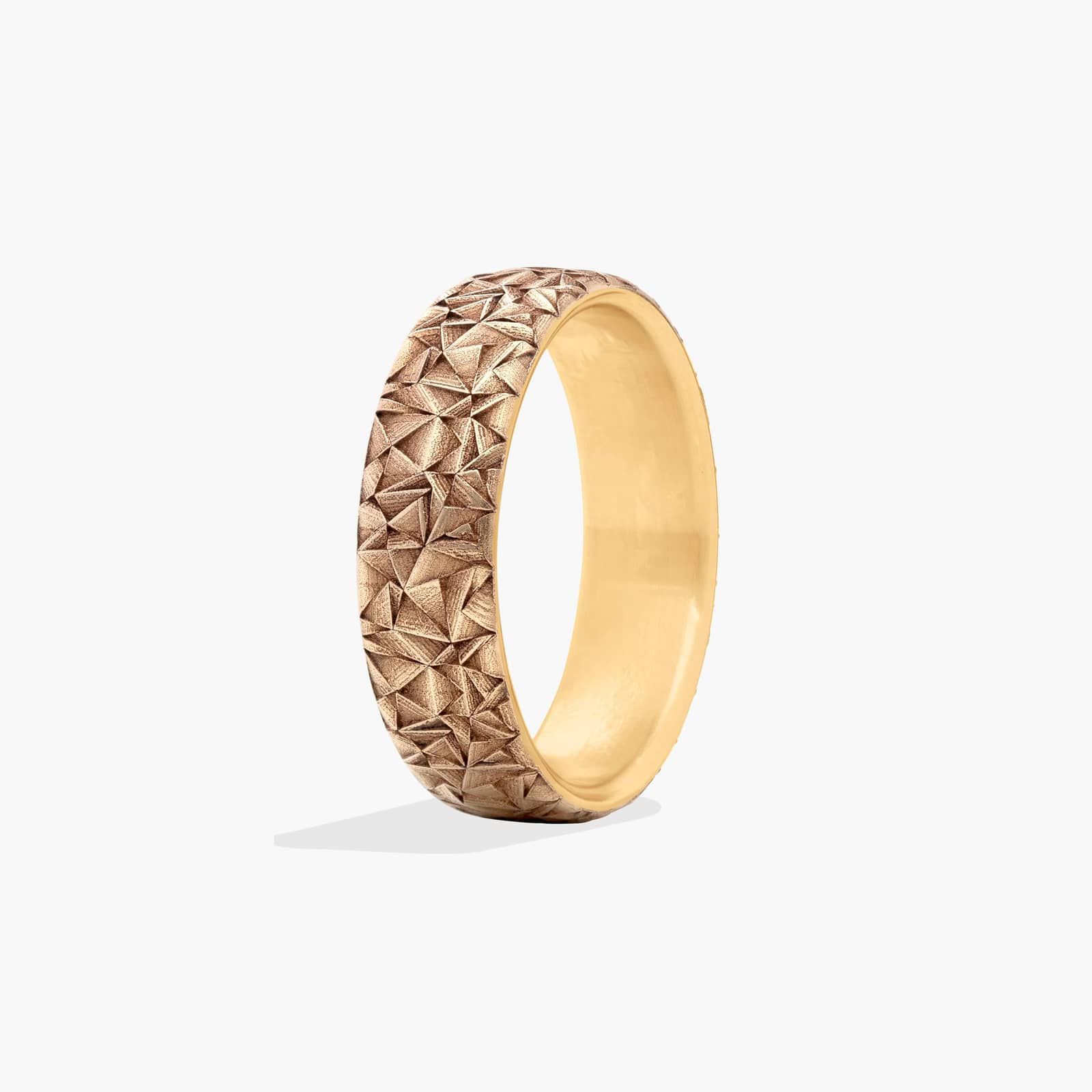 Kaleidoscope Pattern Men's Wedding Band In 14K Yellow Gold (6.50mm)