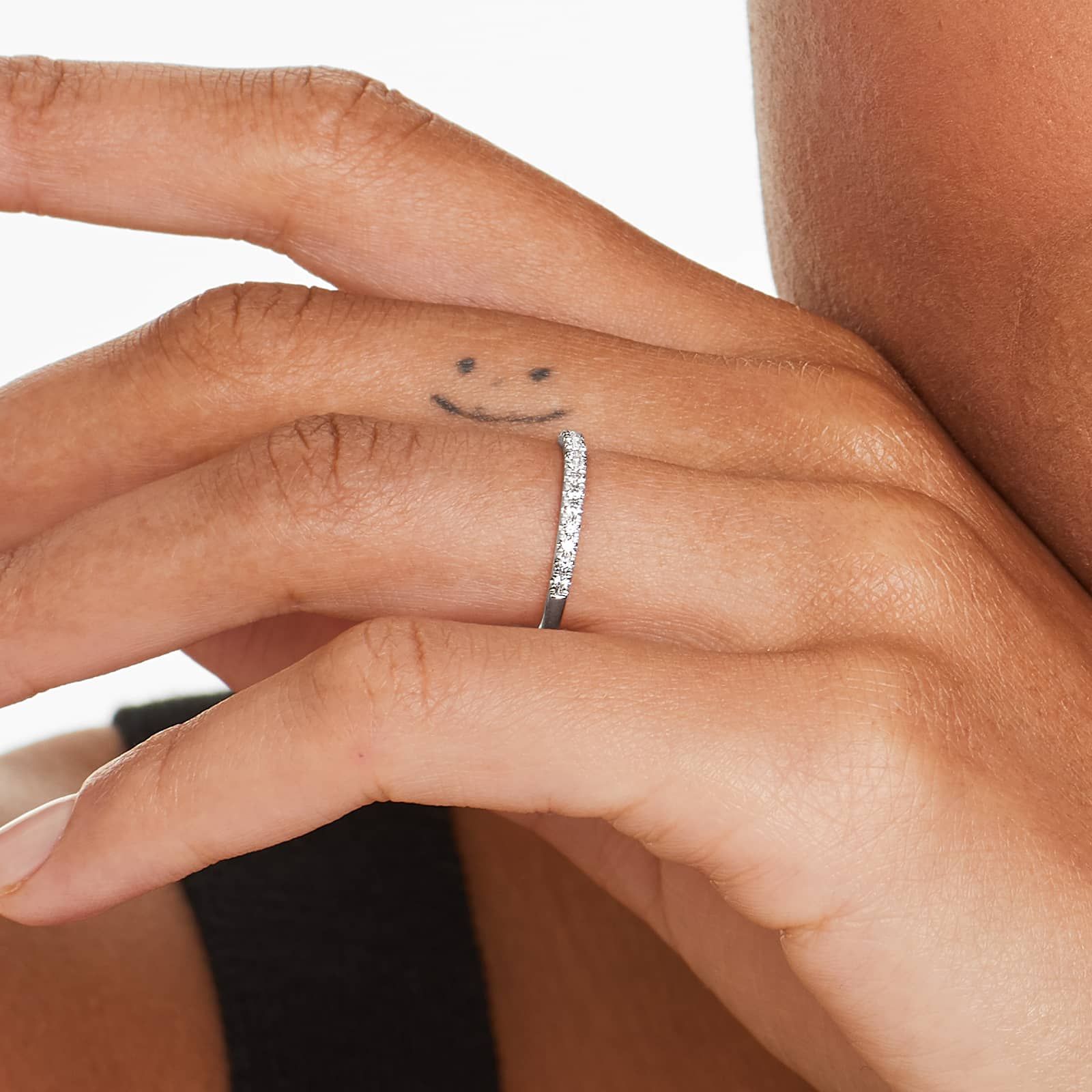 Thin Pavé Set Diamond Wedding Ring In 14K White Gold (1.50mm)