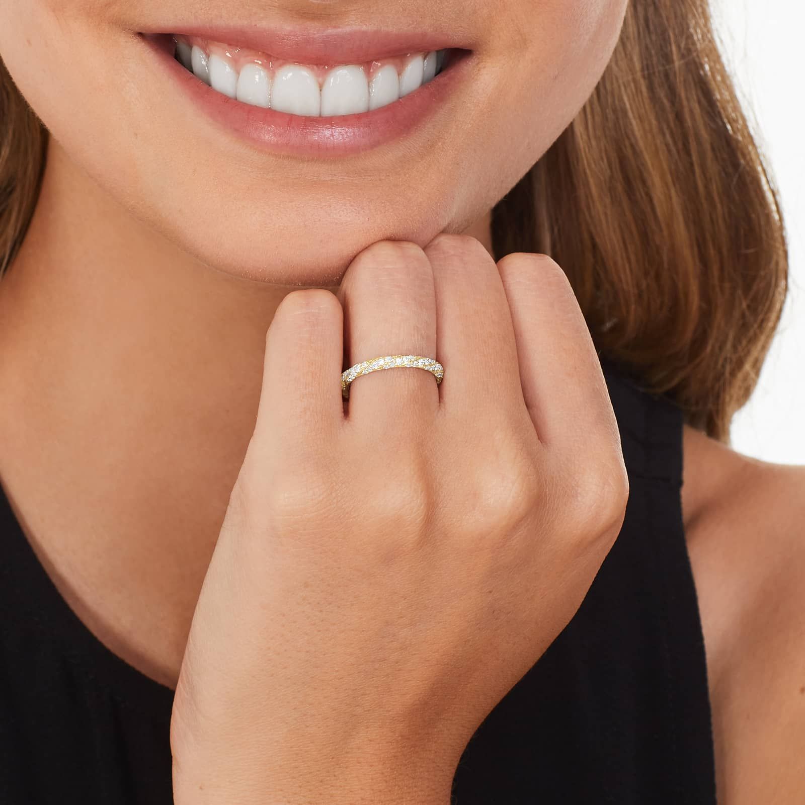 Twisted Pavé Diamond Wedding Ring In 18K Yellow Gold (2.00mm)