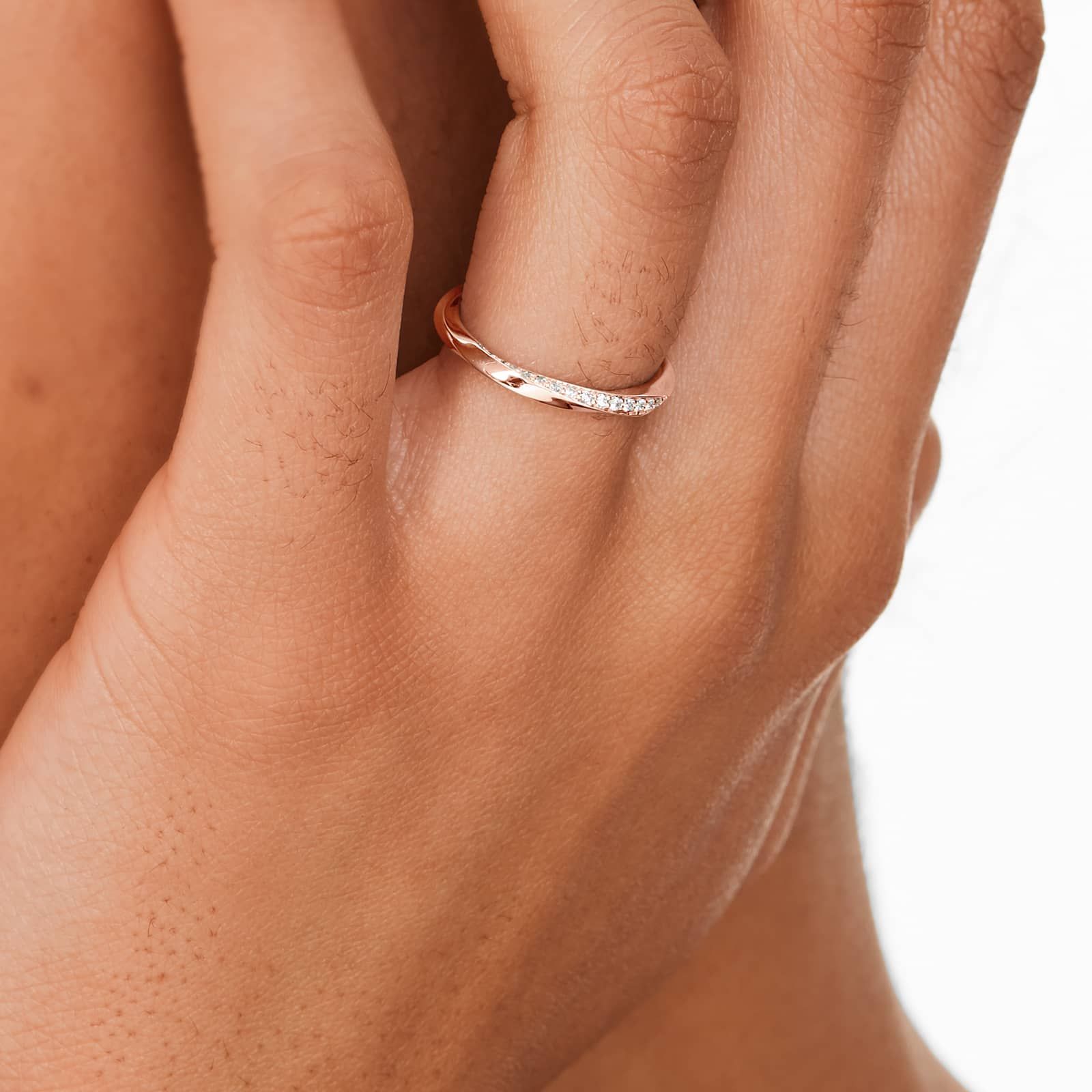 Helix Pavé Diamond Wedding Ring In 14K Rose Gold (3.00mm)